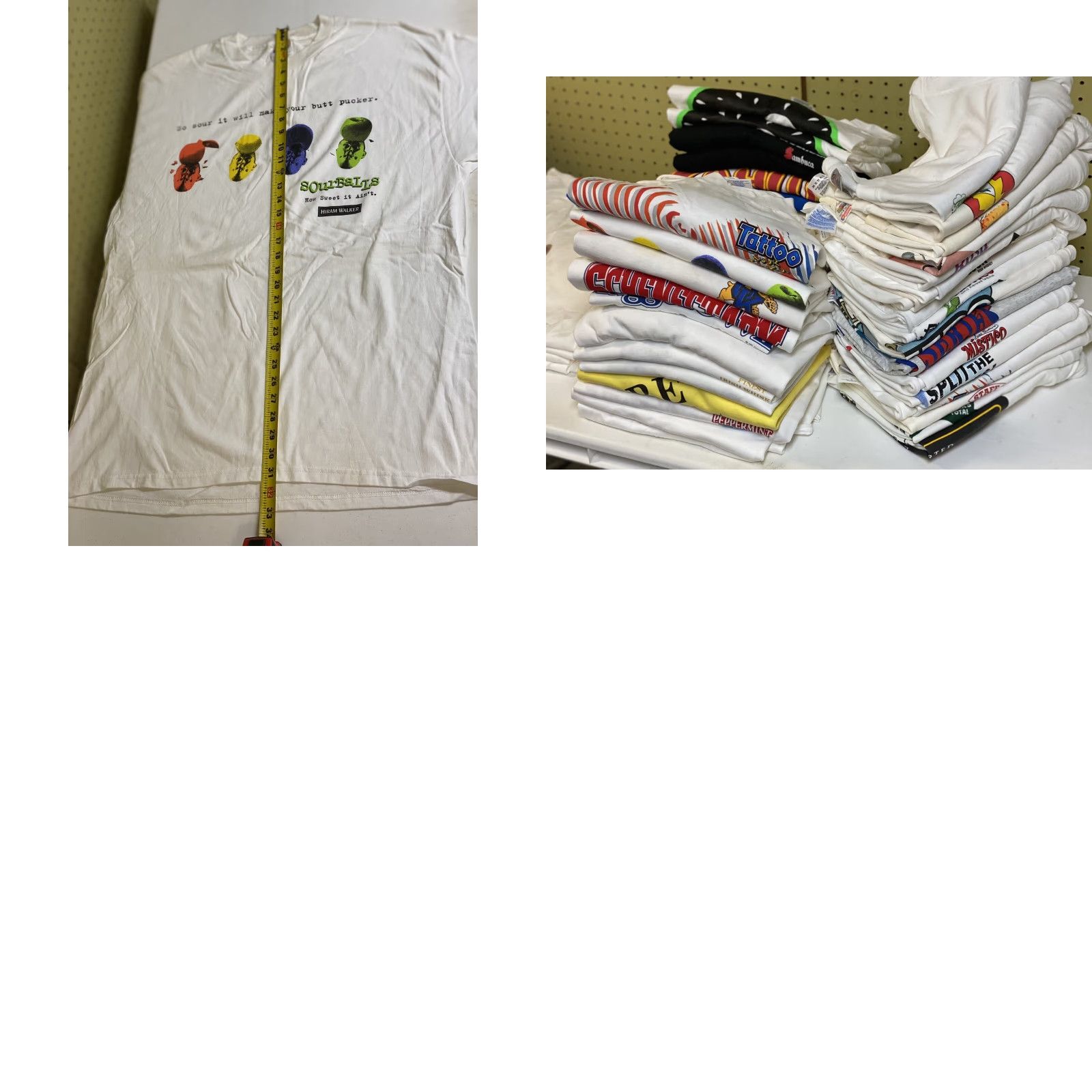 Hanes VINTAGE NOS Hanes T-Shirt Hiram Walker SourBalls Graphic Tee White XL Men Size US XL / EU 56 / 4 - 8 Thumbnail