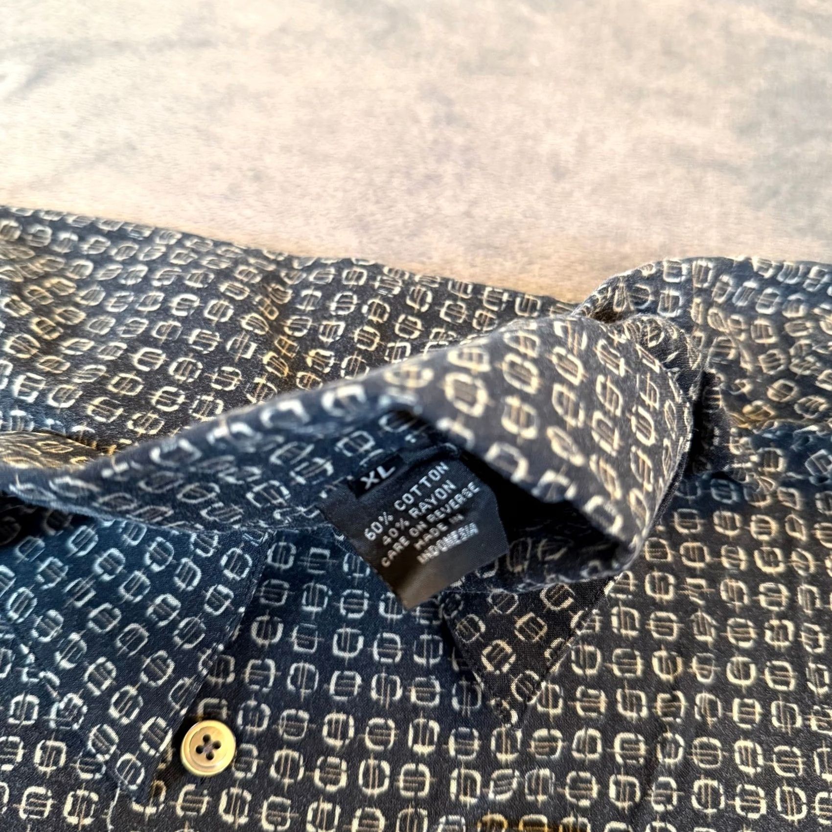 Dockers Slates Dockers Button-Up Shirt Mens XL Black Geometric Cotton Rayon Button Chest Pocket Short Sleeve Casual Summer Geometric Patterns Size US XL / EU 56 / 4 - 4 Thumbnail