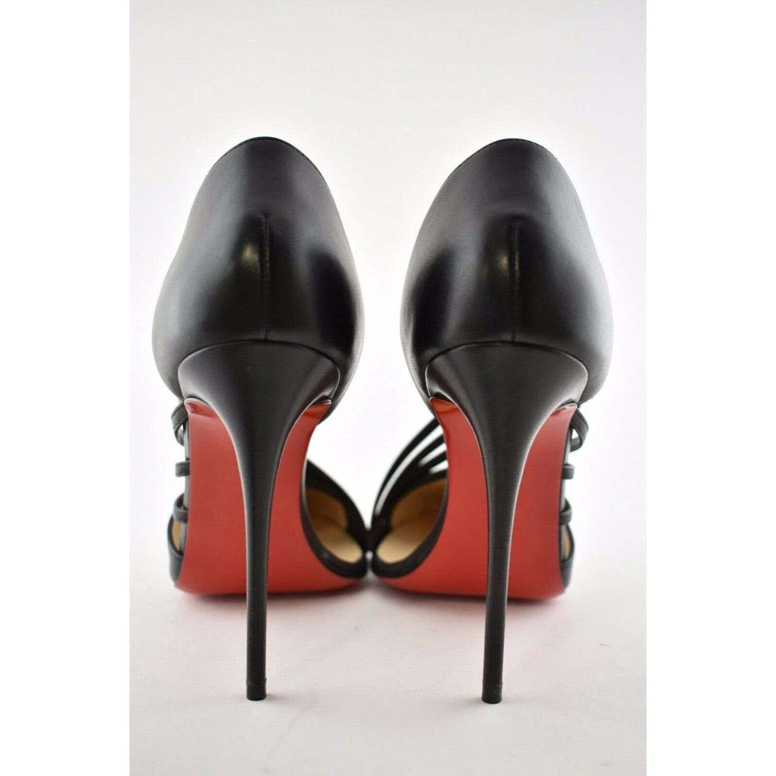 Christian Louboutin Antinorina 100 Black Leather Strappy Pointed Heel Pump 40.5 Size US 10.5 / IT 40.5 - 7 Thumbnail