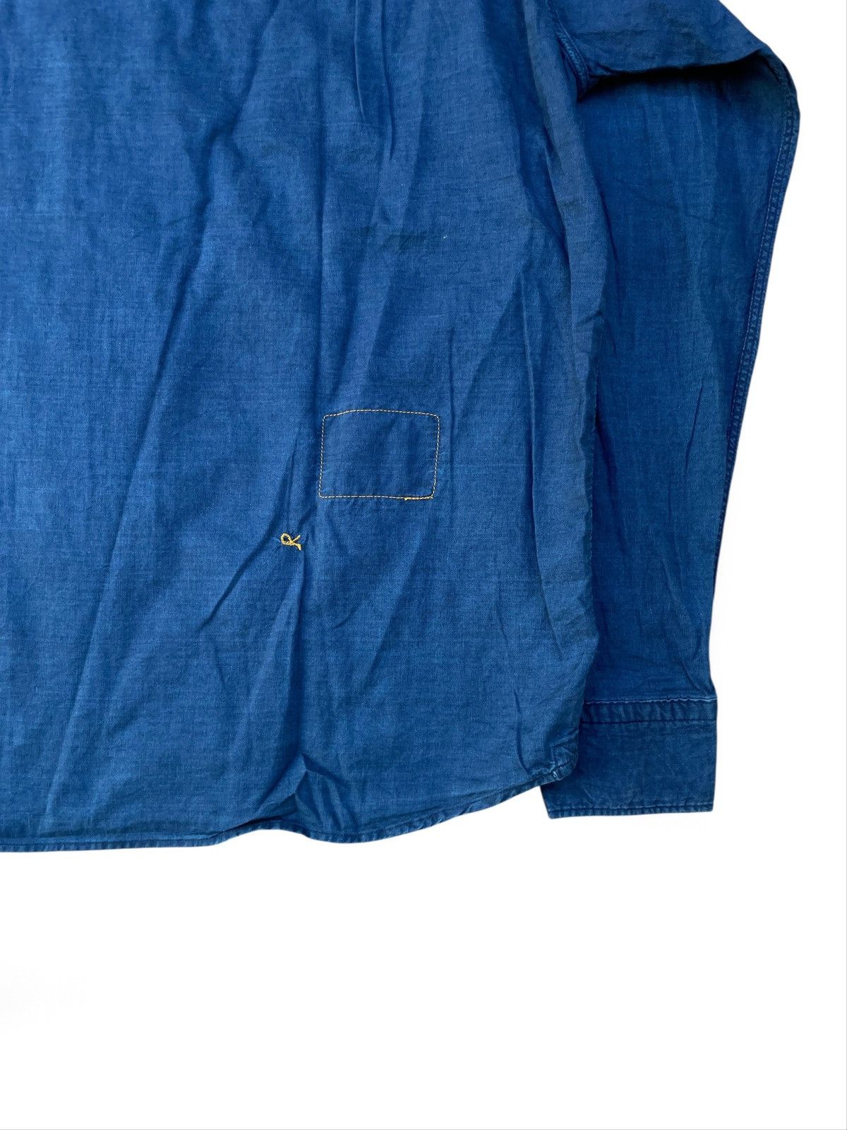 Japanese Brand 45rpm Indigo Dyed Unique Flap Japan Soft Denim Shirt Size US L / EU 52-54 / 3 - 7 Thumbnail