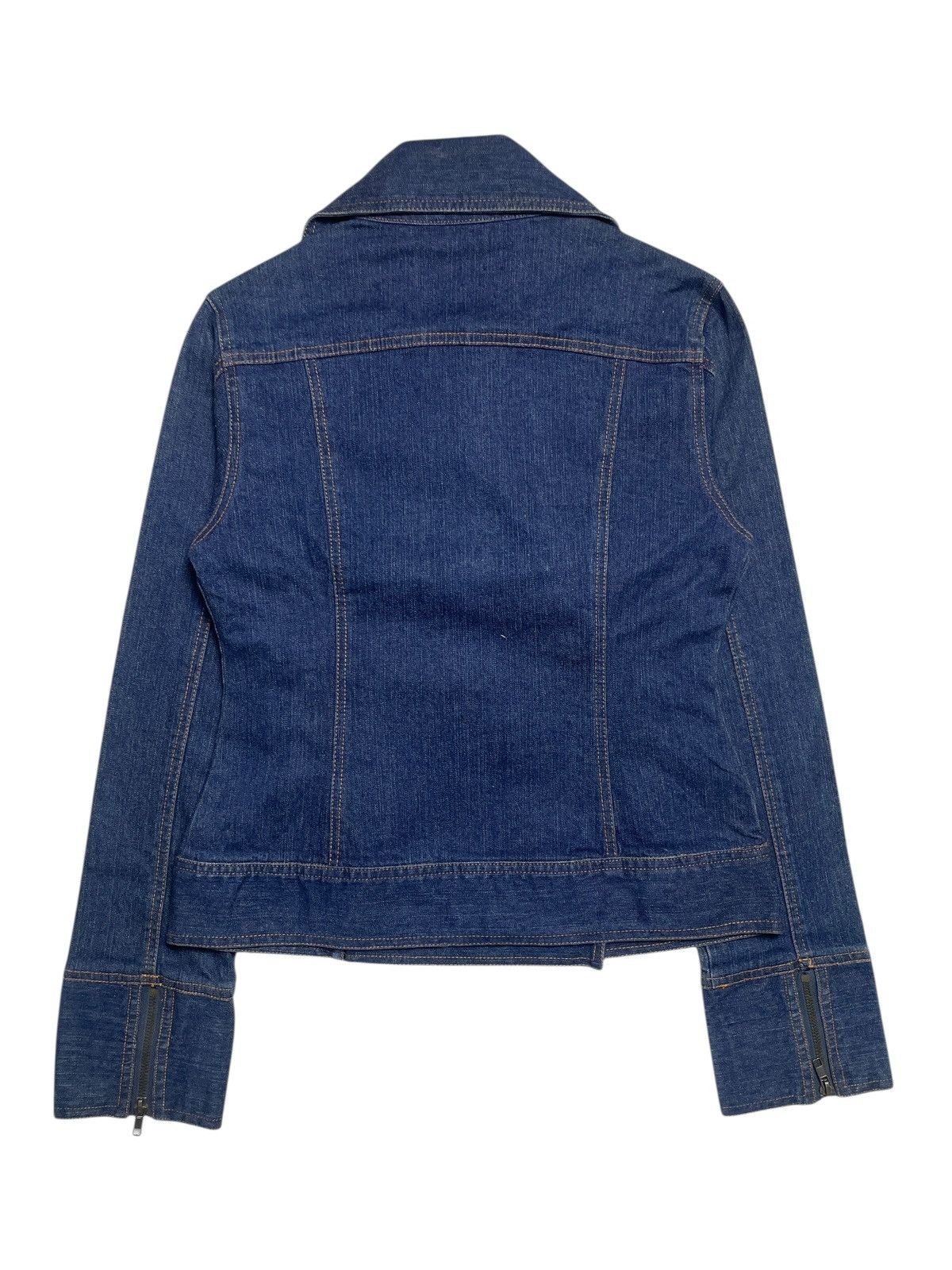 Angel Blue 2000’s Lazy Daisy - Asymmetrical Bikers Crop Denim Jacket Size M / US 6-8 / IT 42-44 - 12 Thumbnail
