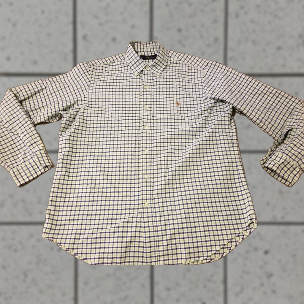 Polo Ralph Lauren Mens Polo Ralph Lauren Dress Shirt L Green Button Cotton Size 42R - 1 Thumbnail