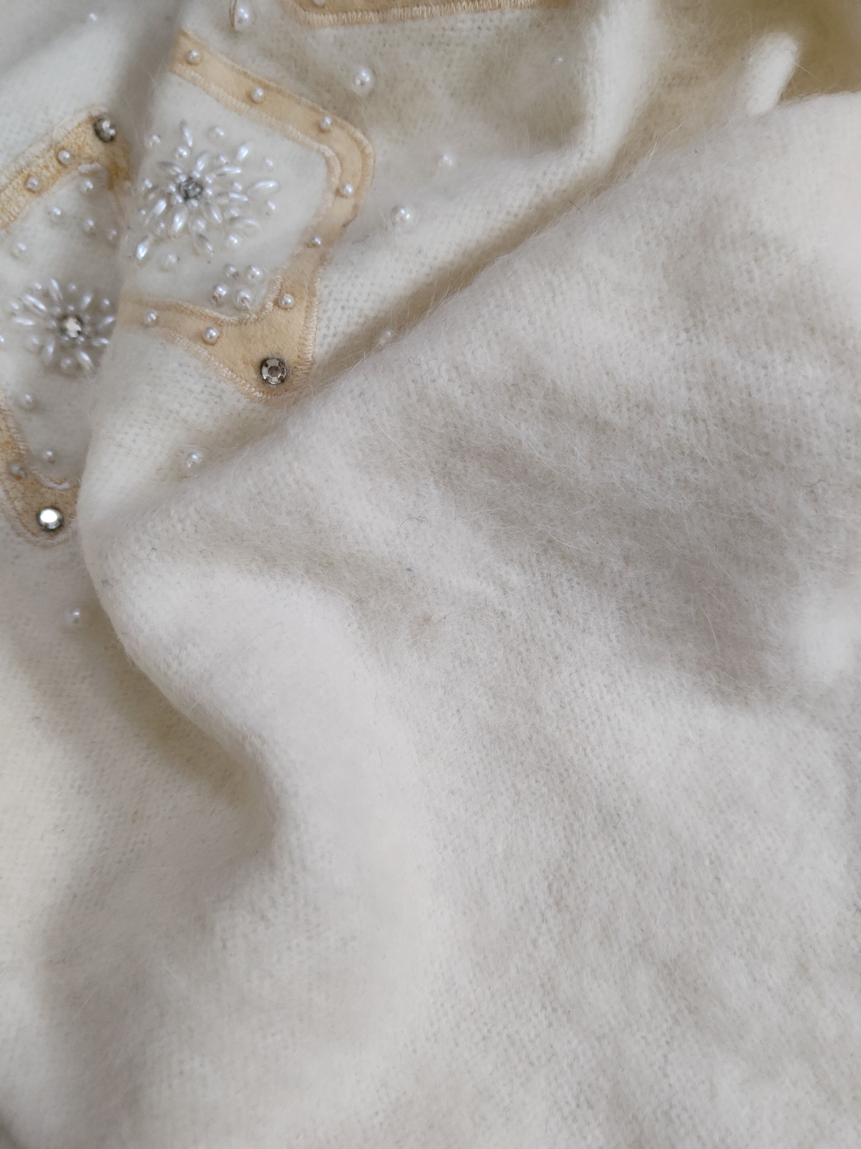 Homespun Knitwear Bonne Grand Cream Shag Shaggy Fur Mohair Knitwear #S2066 Size M / US 6-8 / IT 42-44 - 11 Thumbnail