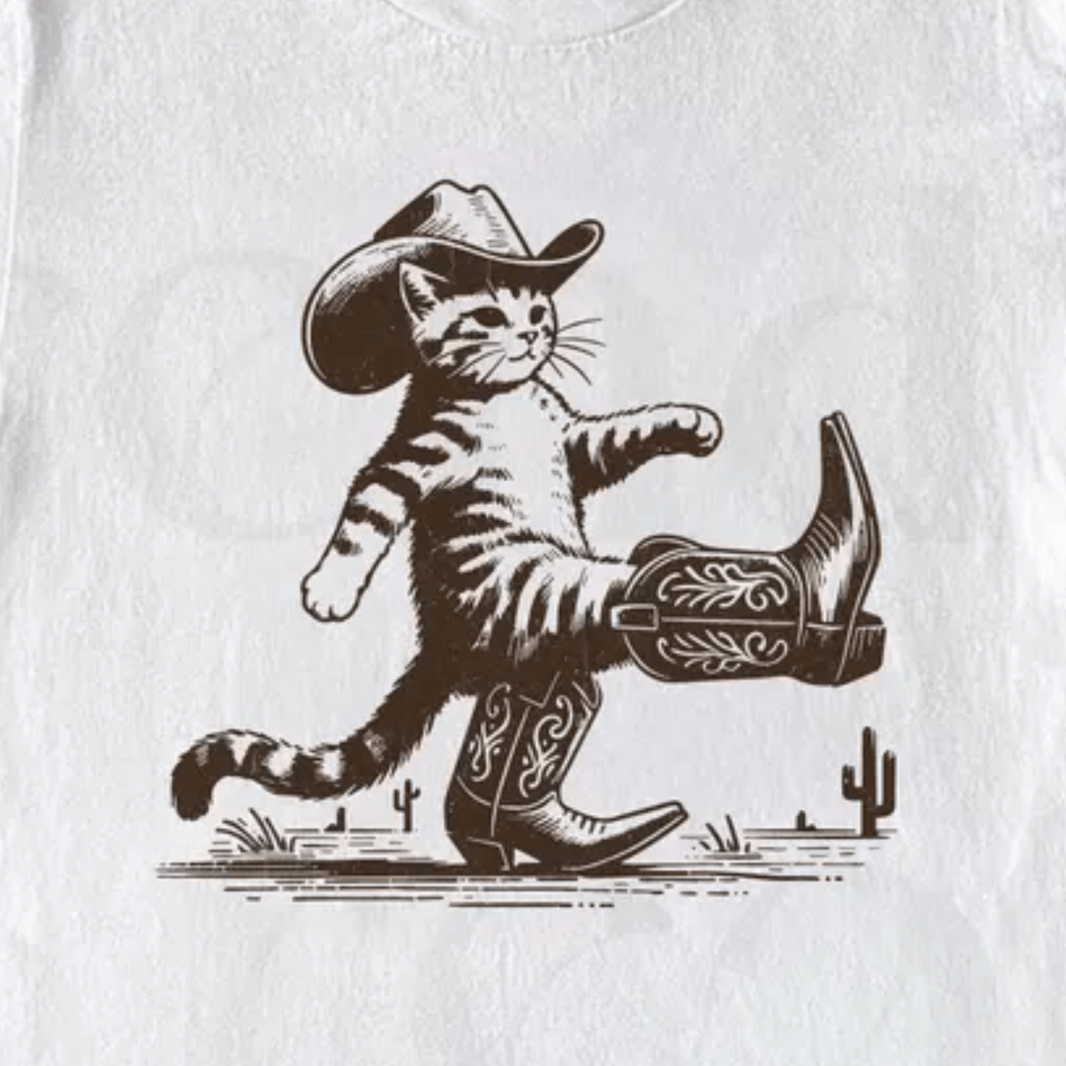 Japanese Brand × Vintage Western Cowboy Cat Shirt, Vintage Kitten T-Shirt, Retro Cat Size US M / EU 48-50 / 2 - 2 Thumbnail