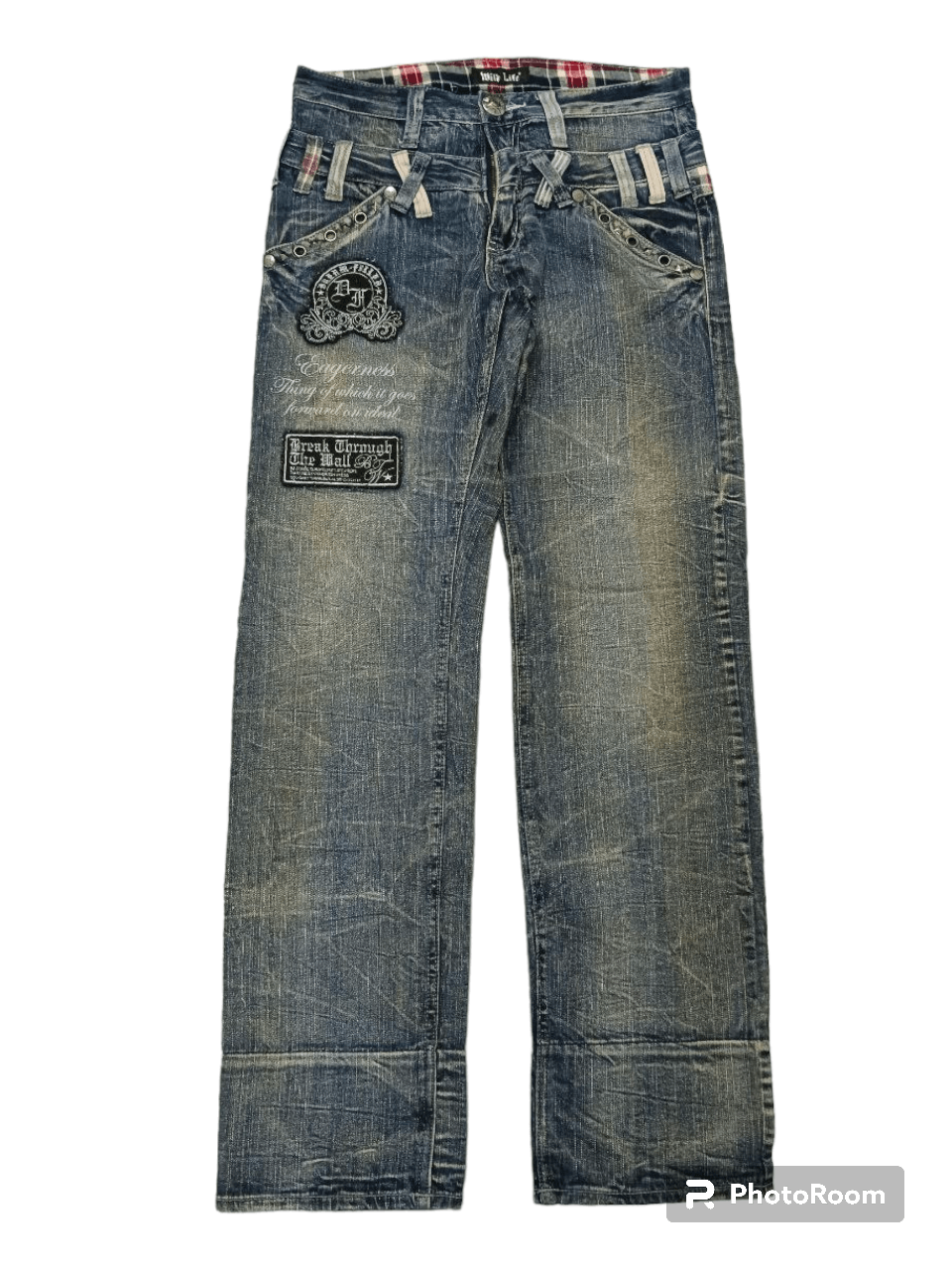 image of Distressed Denim Sick Double Waist Carpenter Wild Life Denim Pants in Blue Distressed (Size 30)