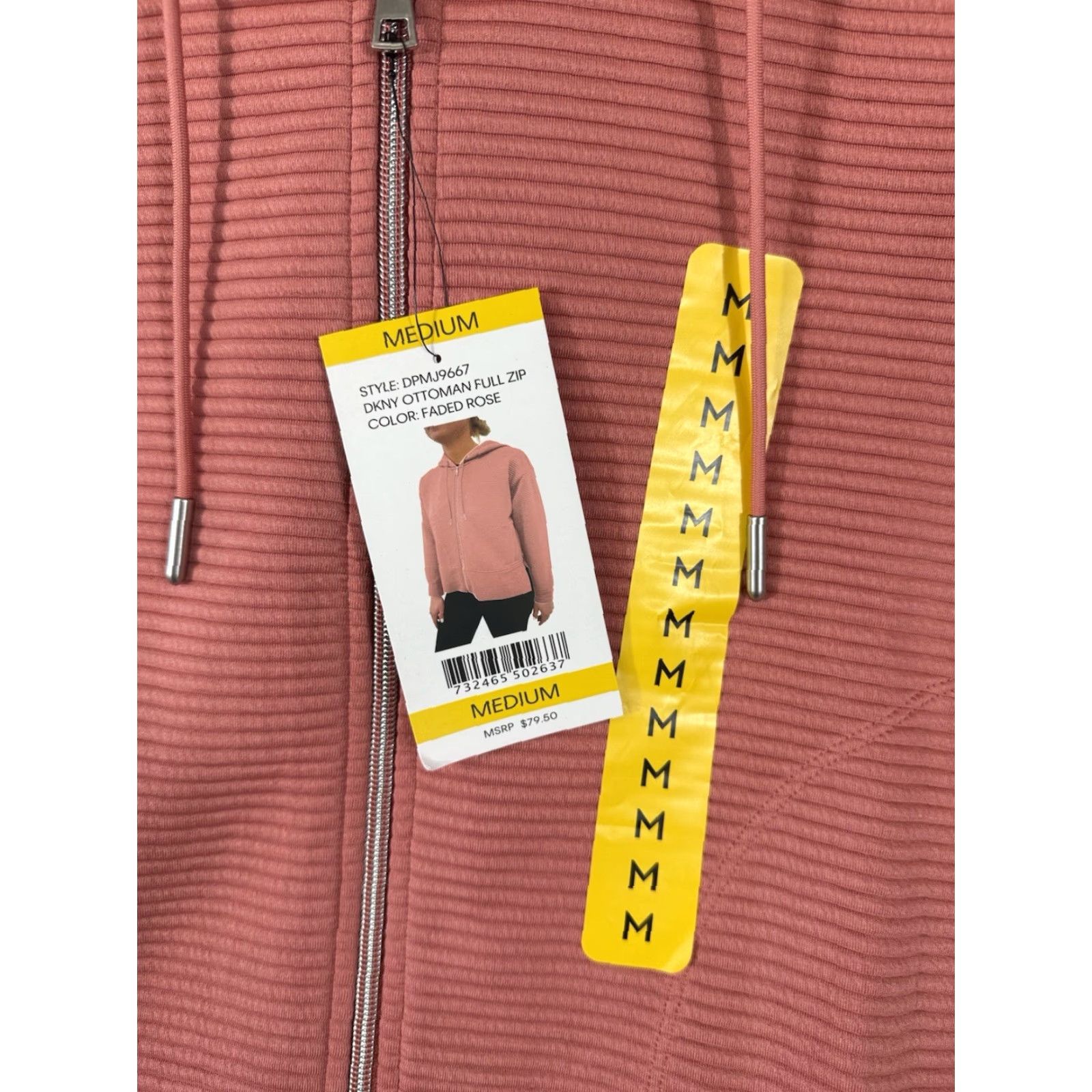 DKNY DKNY Full Zip Hoodie Womens M Faded Rose Ribbed Stretch Pockets NWT Ottoman Structure: Hoodie, DKNY, Pink, White Label? (Oops) Size M / US 6-8 / IT 42-44 - 4 Thumbnail