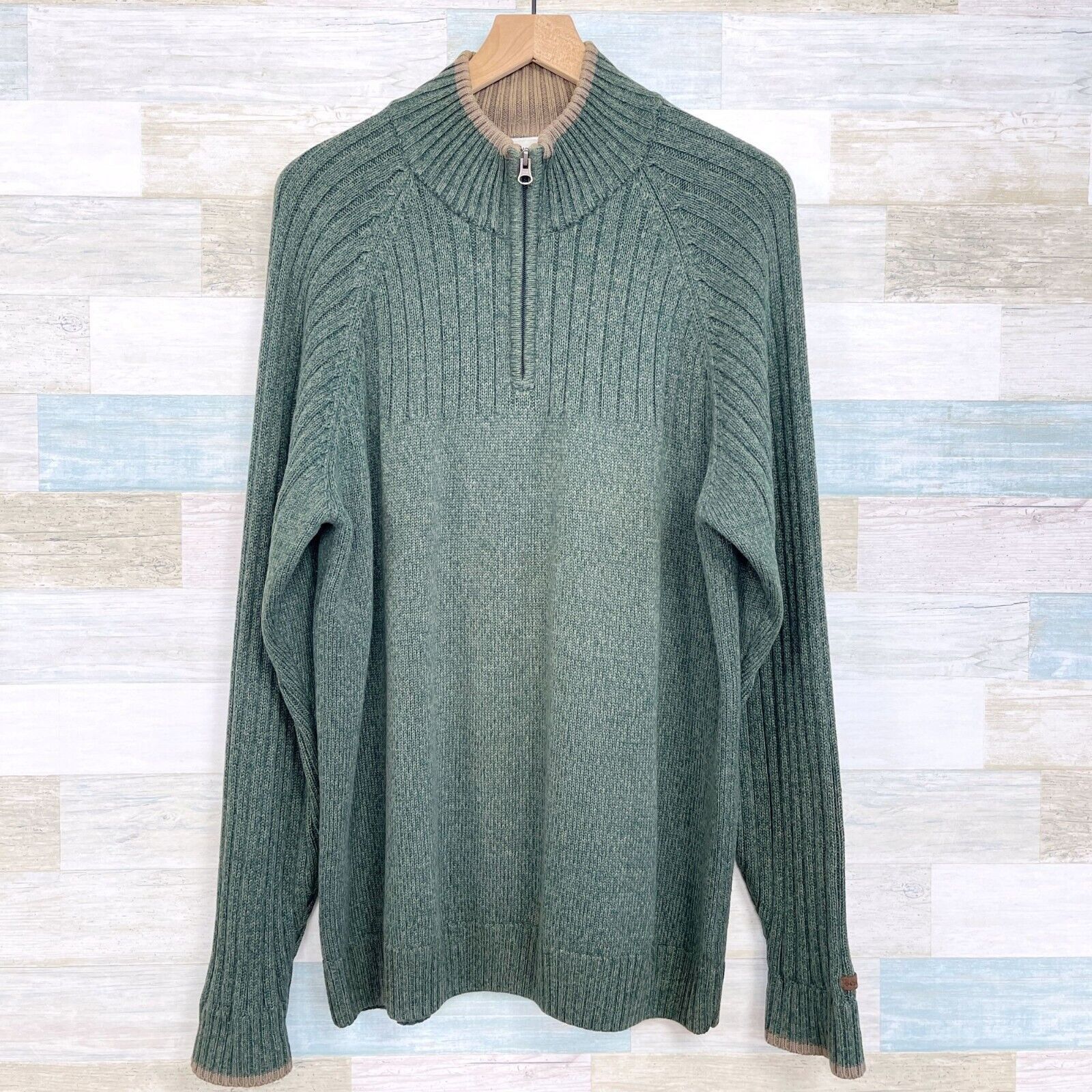 Columbia Columbia Chunky Ribbed 1/4 Zip Raglan Sweater Green L Size US L / EU 52-54 / 3 - 1 Thumbnail