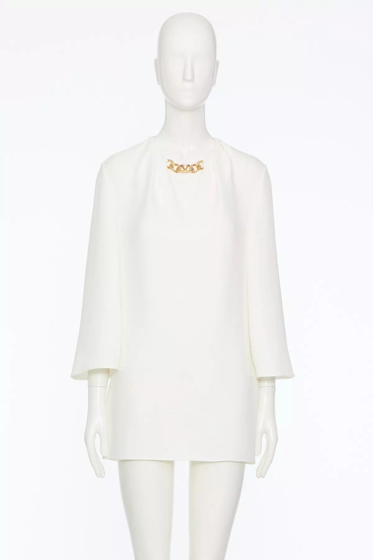 Valentino o1s1wg110426 Vlogo Chain Cady Couture Kaftan Dress in Ivory Size M / US 6-8 / IT 42-44 - 2 Thumbnail