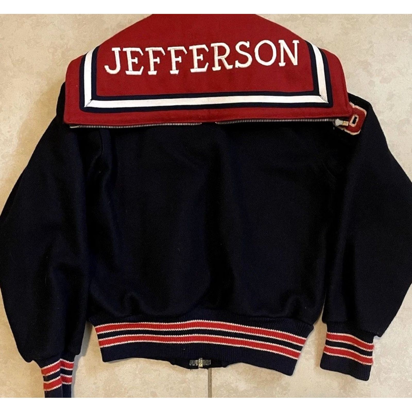 Vintage VINTAGE Varsity Letterman Jacket XS Blue Chain Stitch Mens Wool Striped Bomber 80s Grunge Football School Cal State Talon Zipper Track & Field Size US XS / EU 42 / 0 - 2 Thumbnail