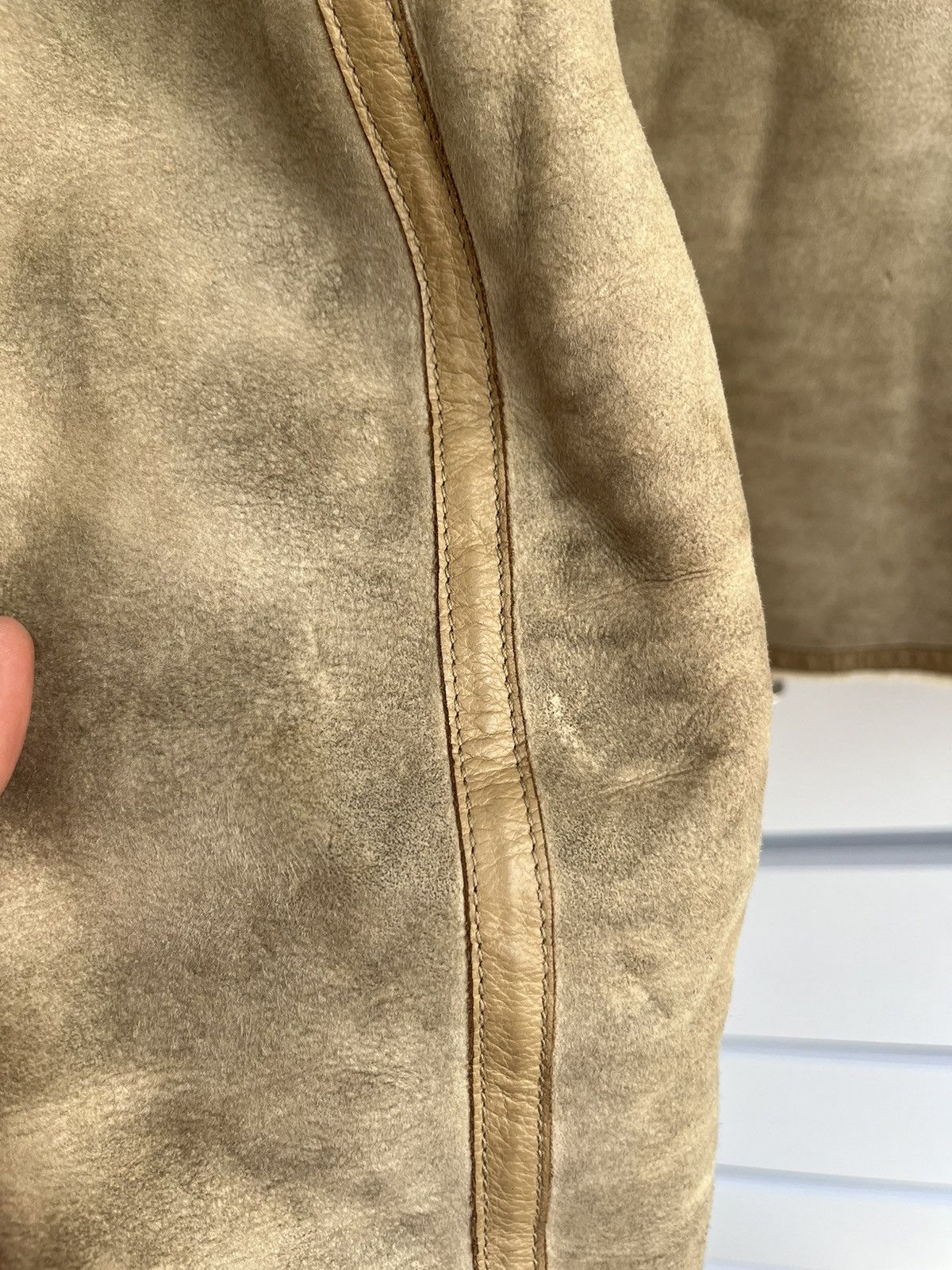 If Six Was Nine × Japanese Brand Distressed Leather Faux Beige Biker Jacket Fratelli Rossetti Size S / US 4 / IT 40 - 14 Thumbnail