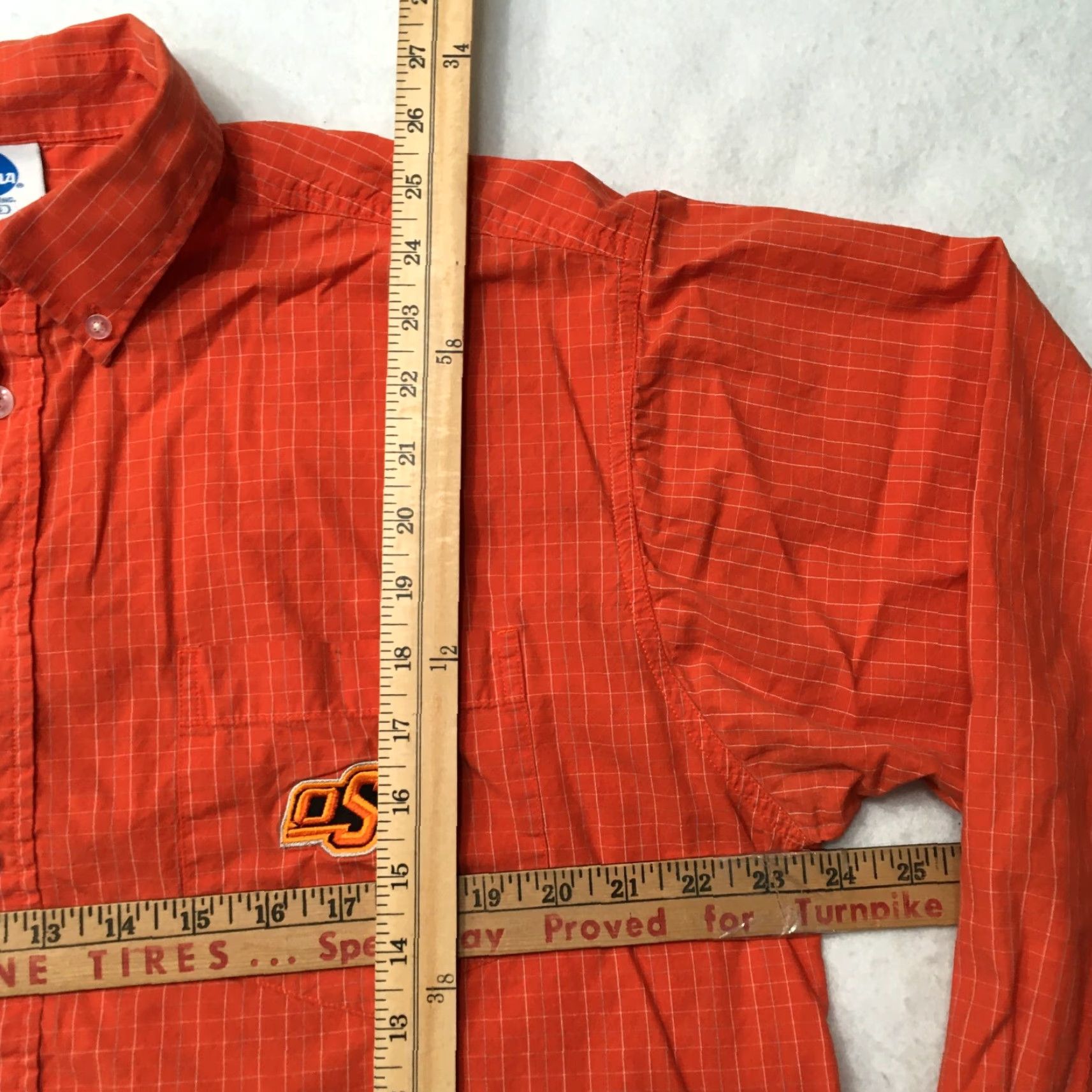 NCAA ncaa Shirt Mens Orange long Sleeve OSU Oklahoma State stripe check logo patch Size US L / EU 52-54 / 3 - 5 Thumbnail