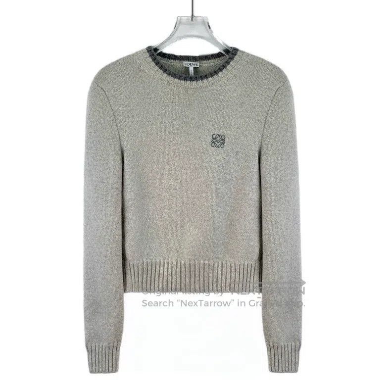 Loewe Loewe Gray Logo Embroidered Wool Crew Neck Long-Sleeve Kni Size XS / US 0-2 / IT 36-38 - 1 Thumbnail