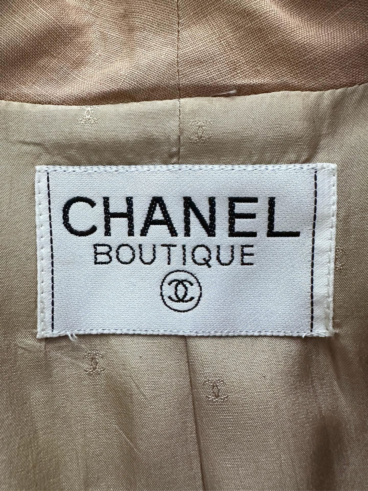 Chanel CHANEL Gold-Button Linen-Silk 4-Pocket DB Jkt Wmn Brown Size L / US 10 / IT 46 - 9 Thumbnail