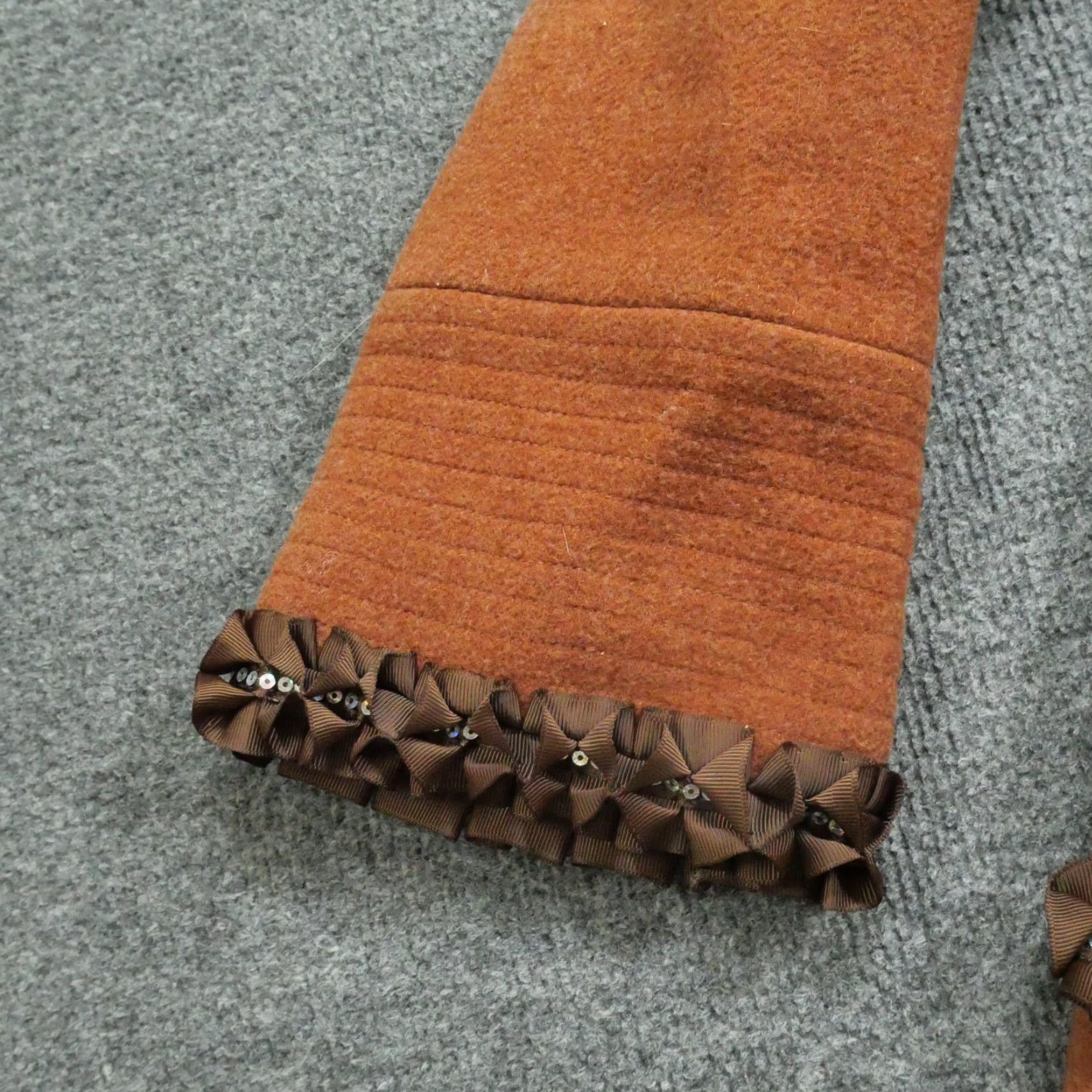 Vintage VINTAGE The Parisian Jacket Womens 10 Medium Brown Orange Wool Trench Sequin 60s Size L / US 10 / IT 46 - 5 Thumbnail
