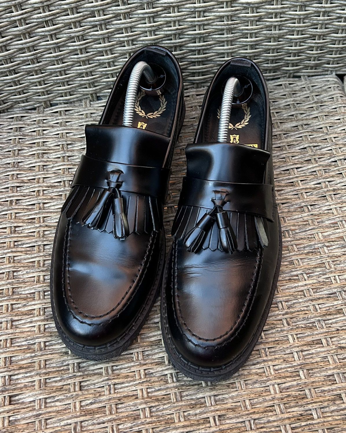George Cox George Cox X Fred Perry Black Patent Leather Tassel Loafers Size US 9 / EU 42 - 3 Thumbnail