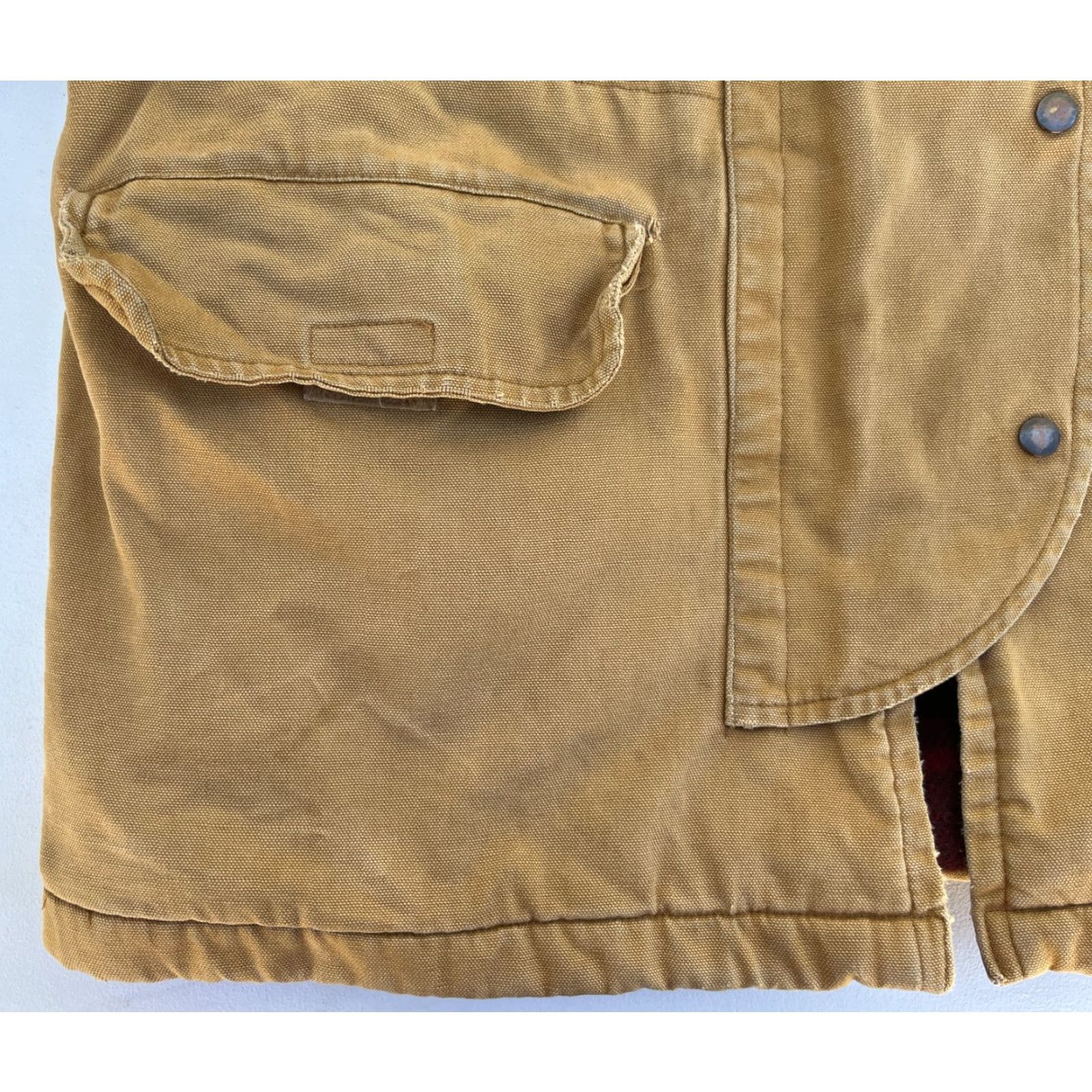 Polo Ralph Lauren Polo Ralph Lauren Coat Barn Chore Jacket Hooded Mens 90s Canvas Tan Wool Blend Lined Size M Vintage Size US M / EU 48-50 / 2 - 6 Thumbnail