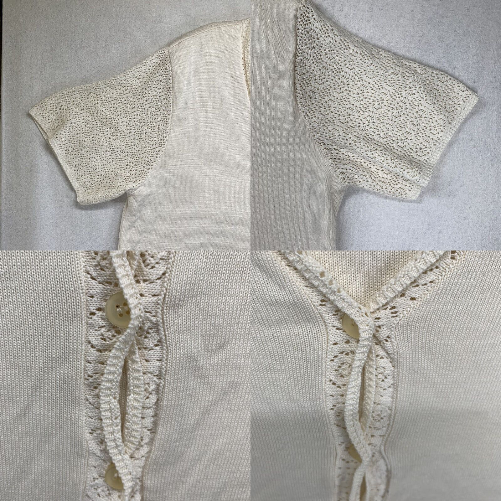 Vintage VINTAGE Alfred Dunner Women's Blouse 2X Beige Floral Embroidered Short Sleeve Knit All Seasons Size XXL / US 16-18 / IT 52-54 - 8 Thumbnail