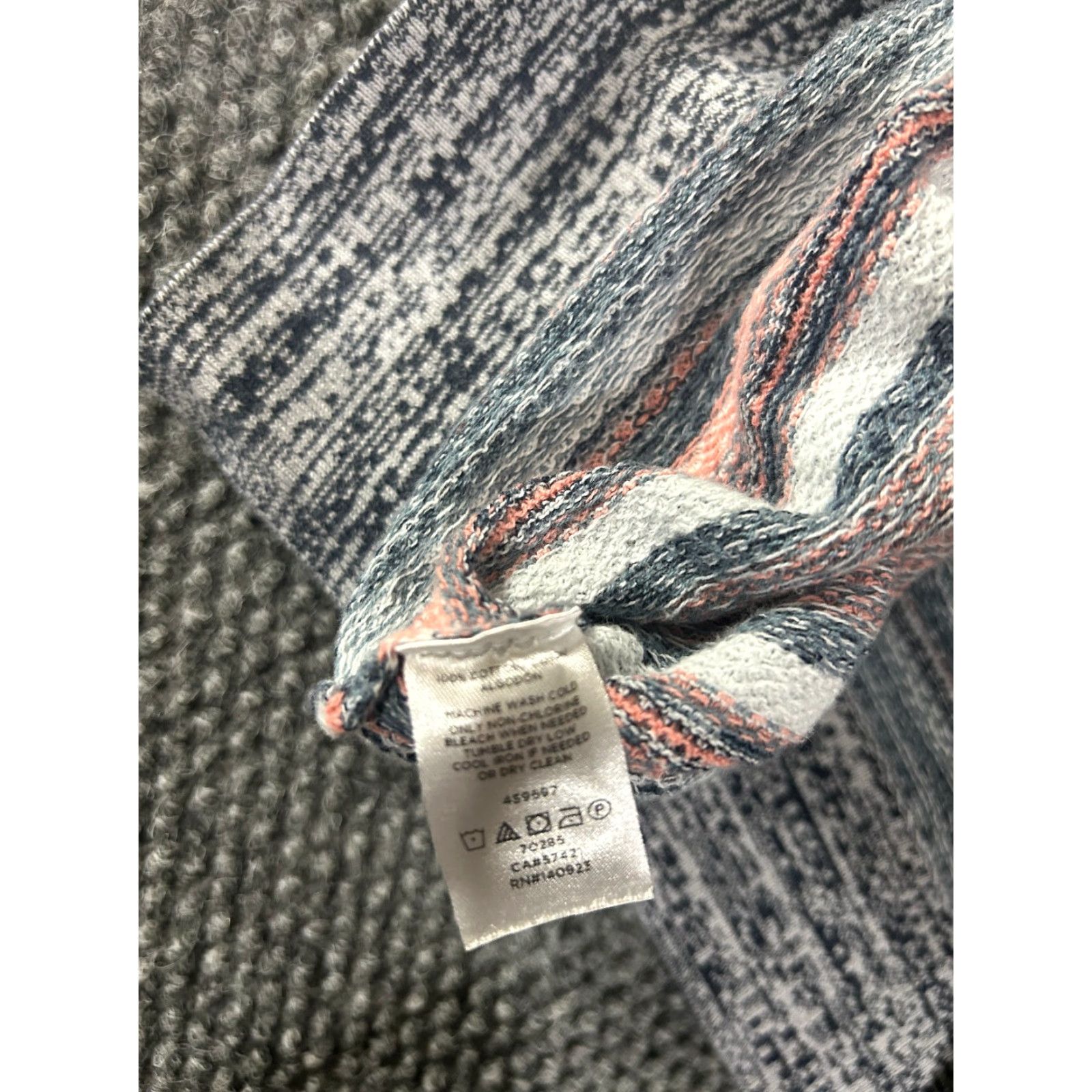 Loft LOFT Cardigan Sweater Womens Medium Gray Pink Striped Crew Neck Knit Button Front Raglan Sleeve Size M / US 6-8 / IT 42-44 - 5 Thumbnail