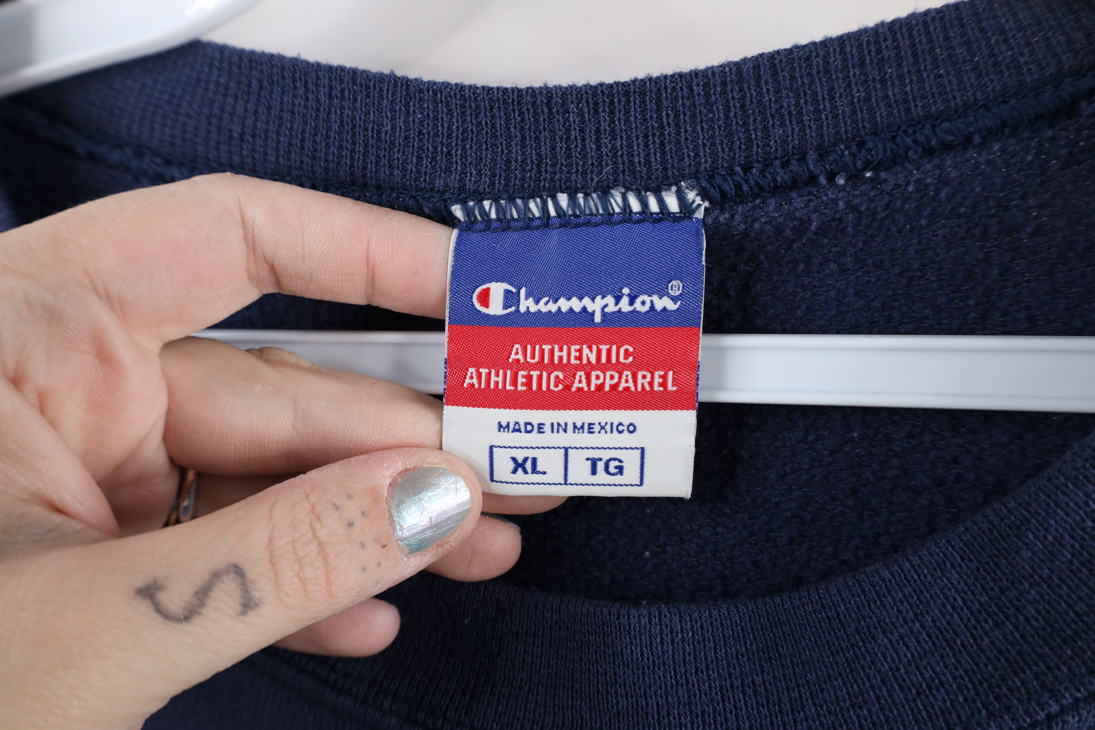 Champion × Vintage Vintage 90s Champion Spell Out Crewneck Sweatshirt Blue Size US XL / EU 56 / 4 - 6 Thumbnail