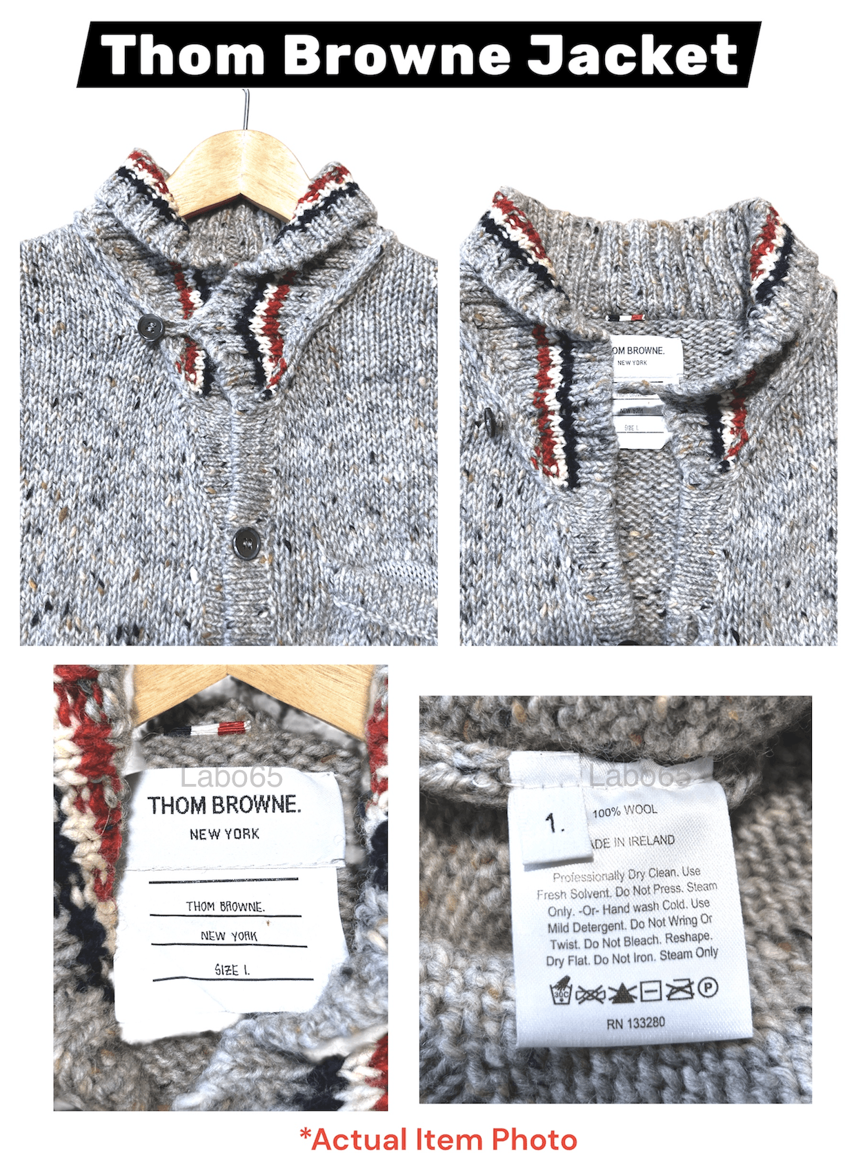 Thom Browne THOM BROWNE » Iconic 4-Bar Wool Cardigan Jacket // Grey Size US S / EU 44-46 / 1 - 6 Thumbnail