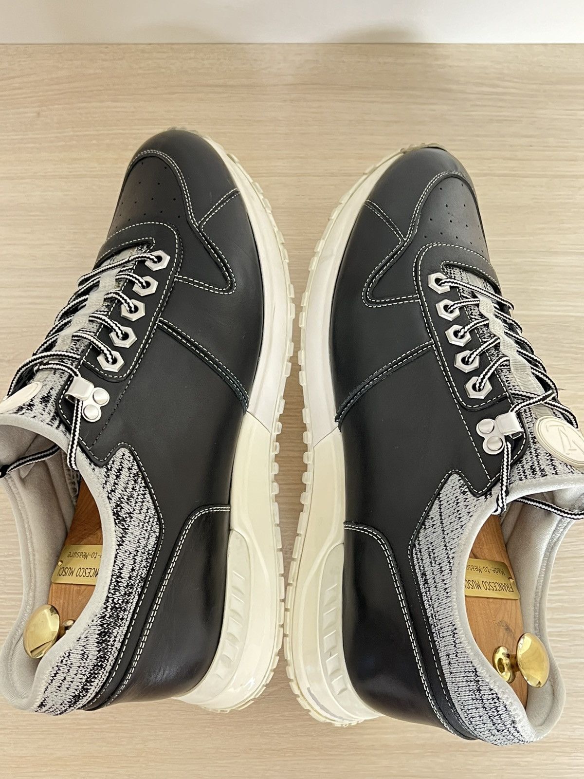 Louis Vuitton Louis Vuitton Black Leather Knit Technical Runner Sneakers Size US 8.5 / EU 41-42 - 17 Thumbnail