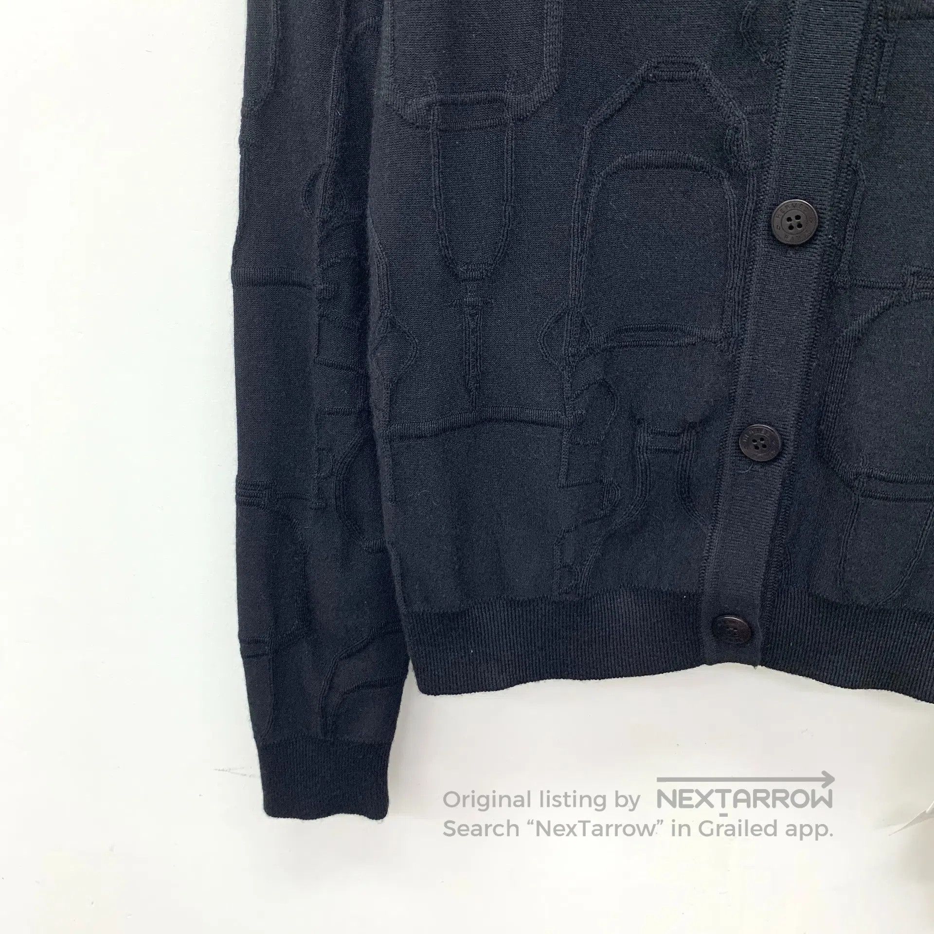 Hermes Hermes Black jacquard cashmere round-neck single-breasted Size XXS / US 00 / IT 34 - 4 Thumbnail