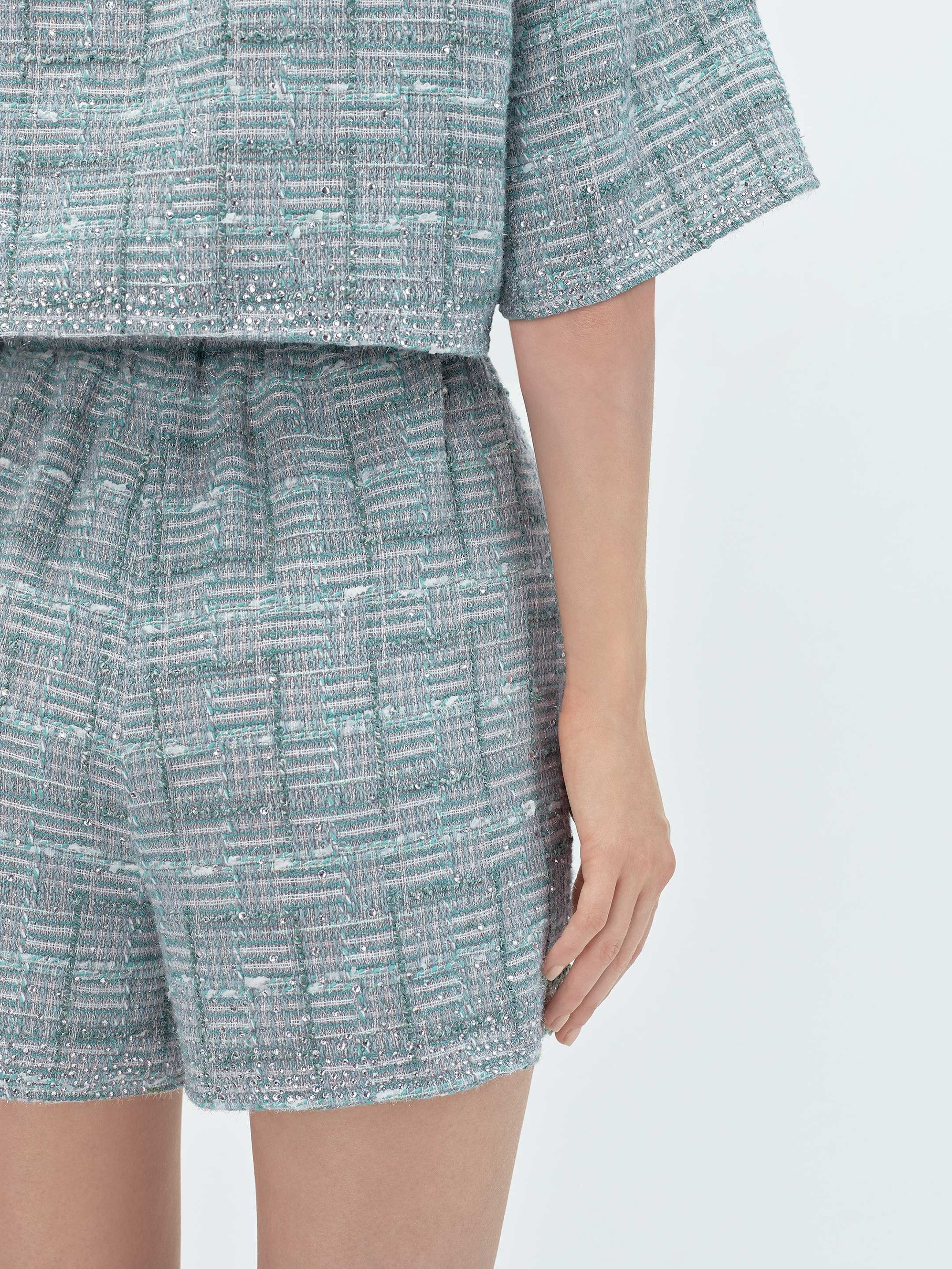 Amiri o1s1wg110525 Crystal Boucle Short in Blue/White Size 25" / US 0 / IT 36 - 7 Thumbnail
