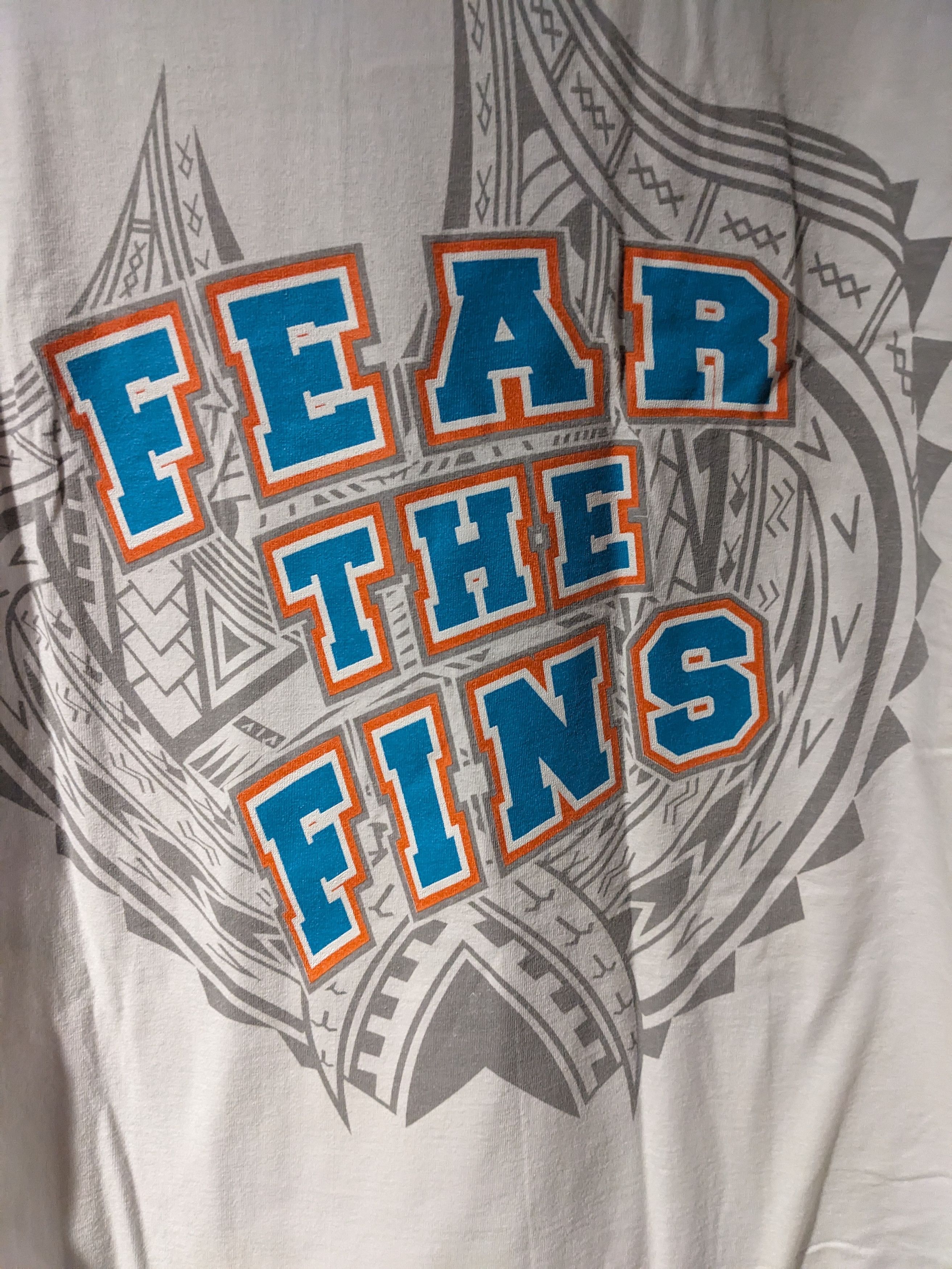 NFL × Vintage Vintage 90s Miami Dolphins NFL Football Fear the Fin T-Shirt Size US XL / EU 56 / 4 - 11 Thumbnail