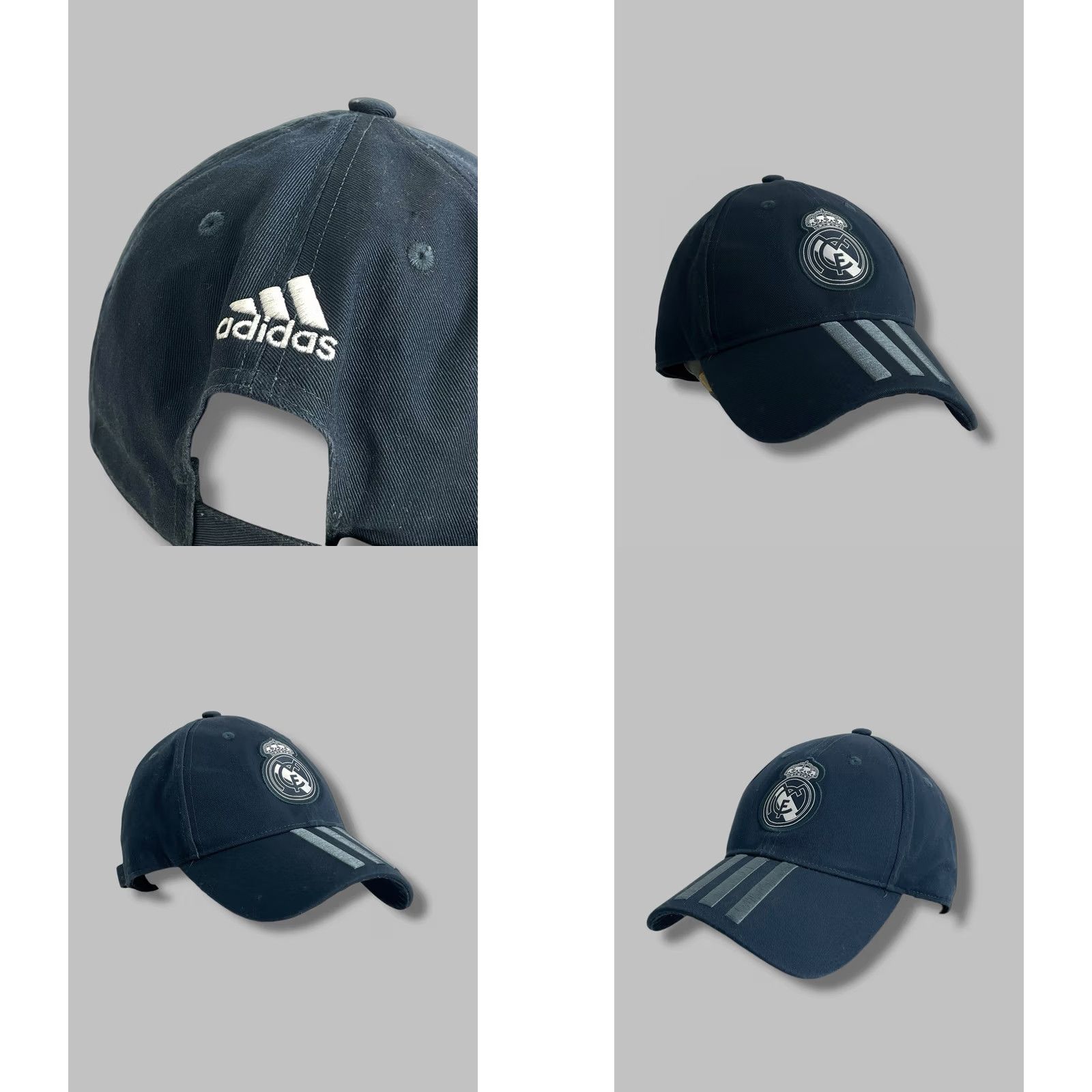 Adidas Adidas Real Madrid 3 Stripes Baseball Cap Men One Size Navy Blue Striped Classic Sports Casual Cap Size ONE SIZE - 8 Thumbnail