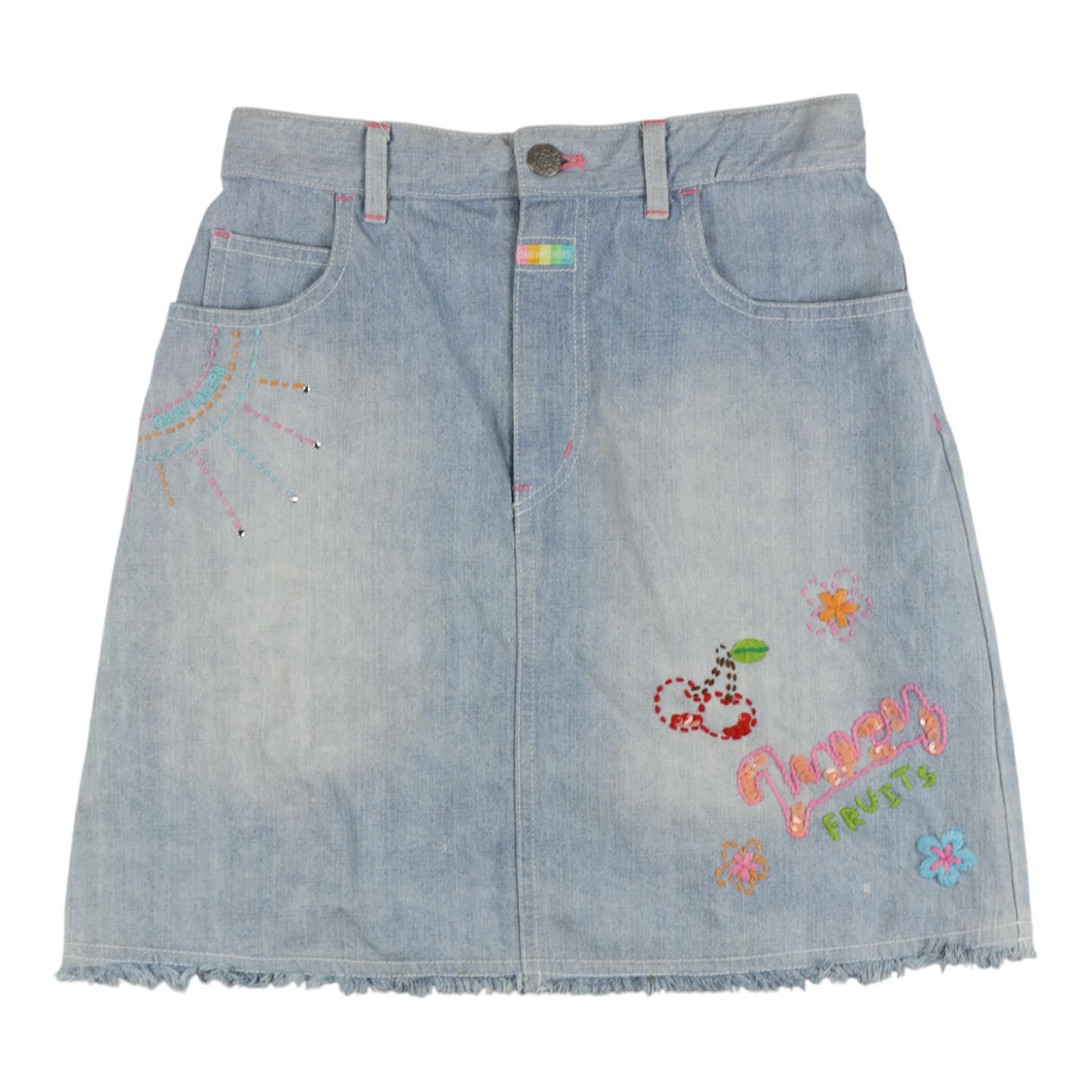 Other Daisy Lovers Embroidered Denim Skirt Size 36" / US 14 / IT 50 - 1 Thumbnail