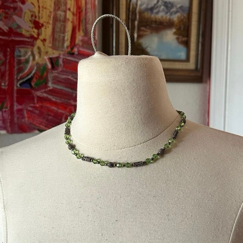 Other green silver beaded choker necklace Size ONE SIZE - 1 Thumbnail