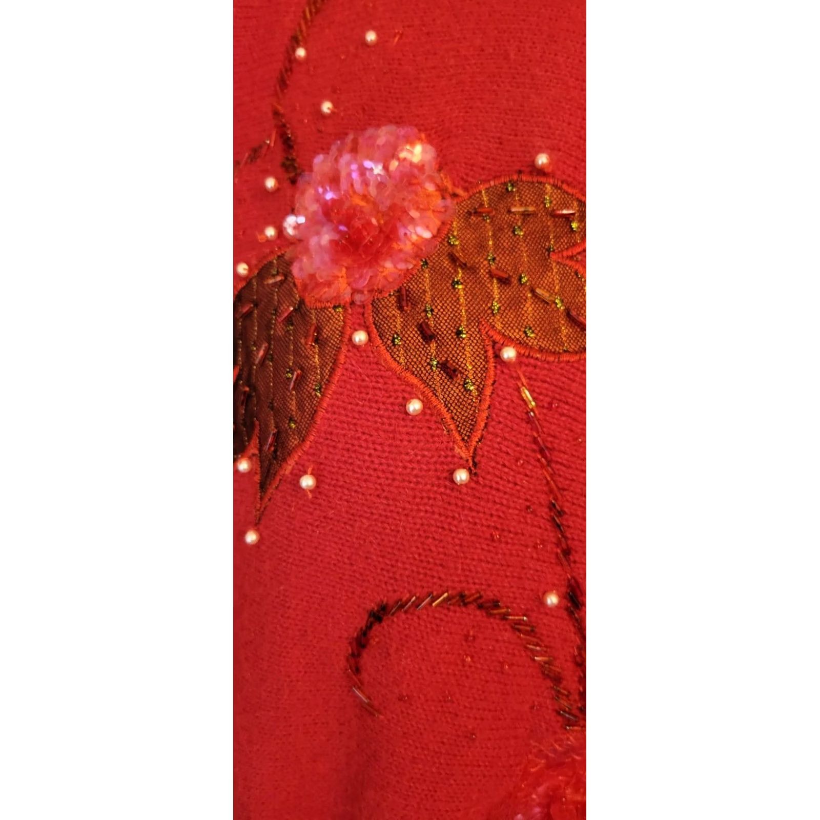 Vintage VINTAGE Debra Martin Beaded Red Faux Cashmere XL Sweater 1980s Beaded Womens Size XL / US 12-14 / IT 48-50 - 3 Thumbnail