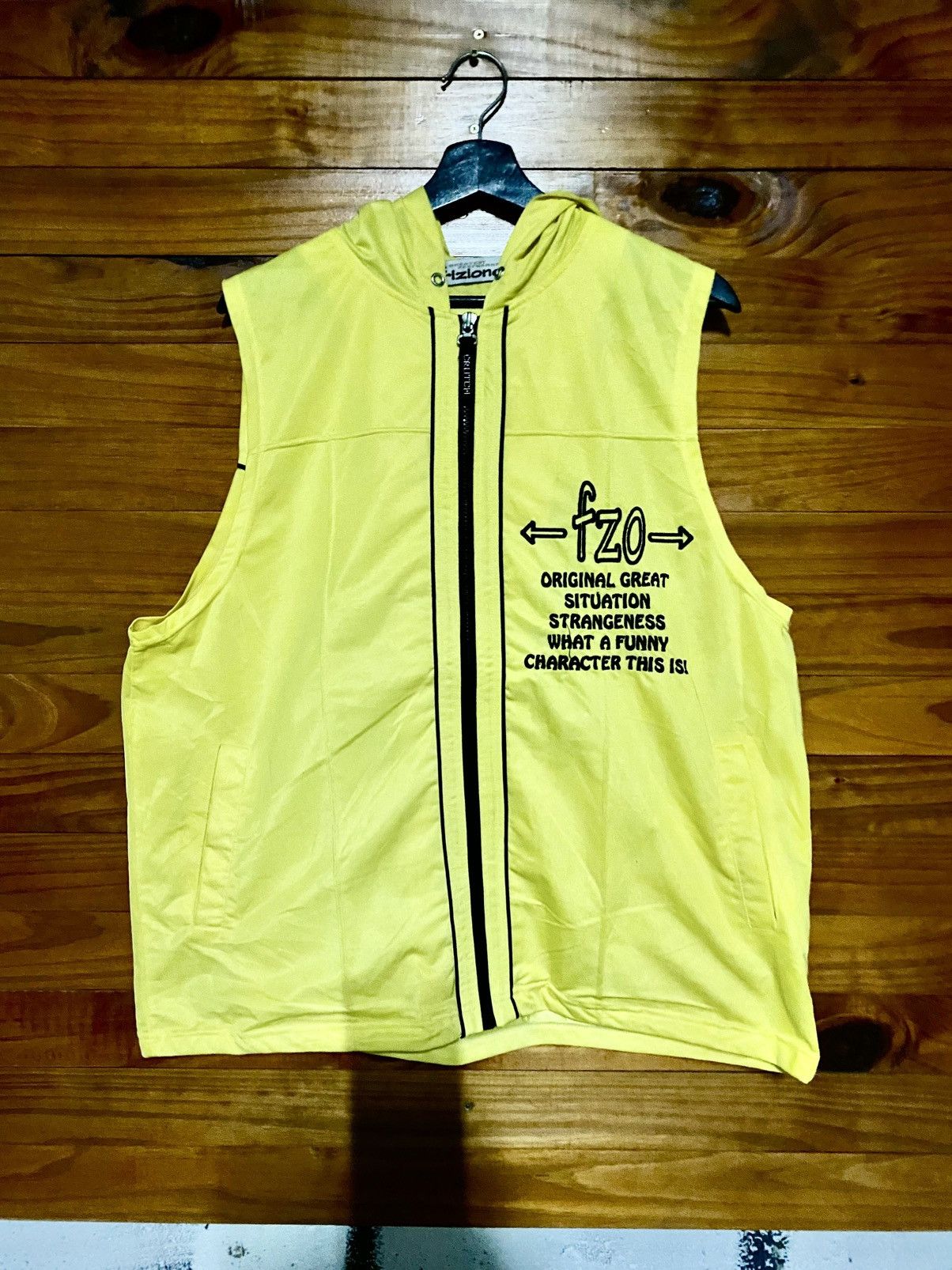 Vintage Vintage Frizione Yellow Sleeveless Hoodie Vest – Streetwear Size US L / EU 52-54 / 3 - 3 Thumbnail