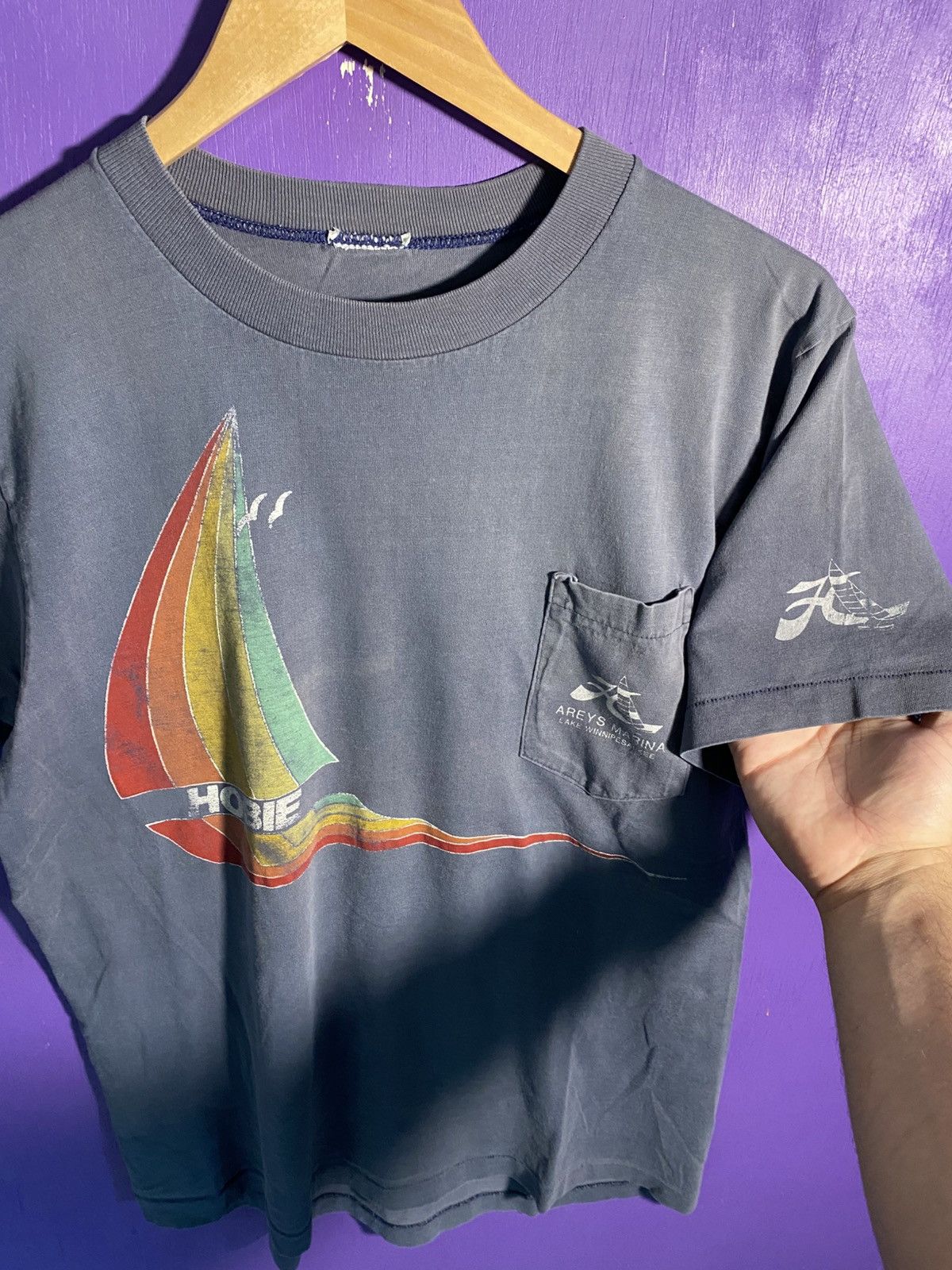 Other Vintage 80s Hobie parasailing faded pocket tee Size US M / EU 48-50 / 2 - 3 Thumbnail