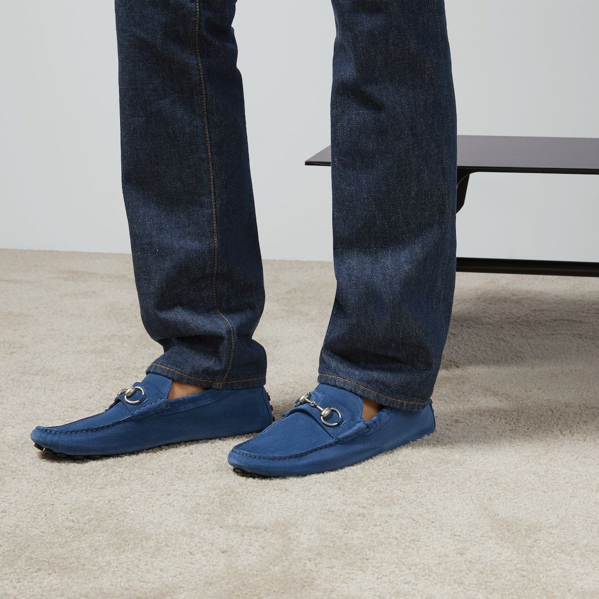 Gucci o1s1wg111025 Driver With Horsebit Shoes in Blue Size US 13 / EU 46 - 3 Thumbnail