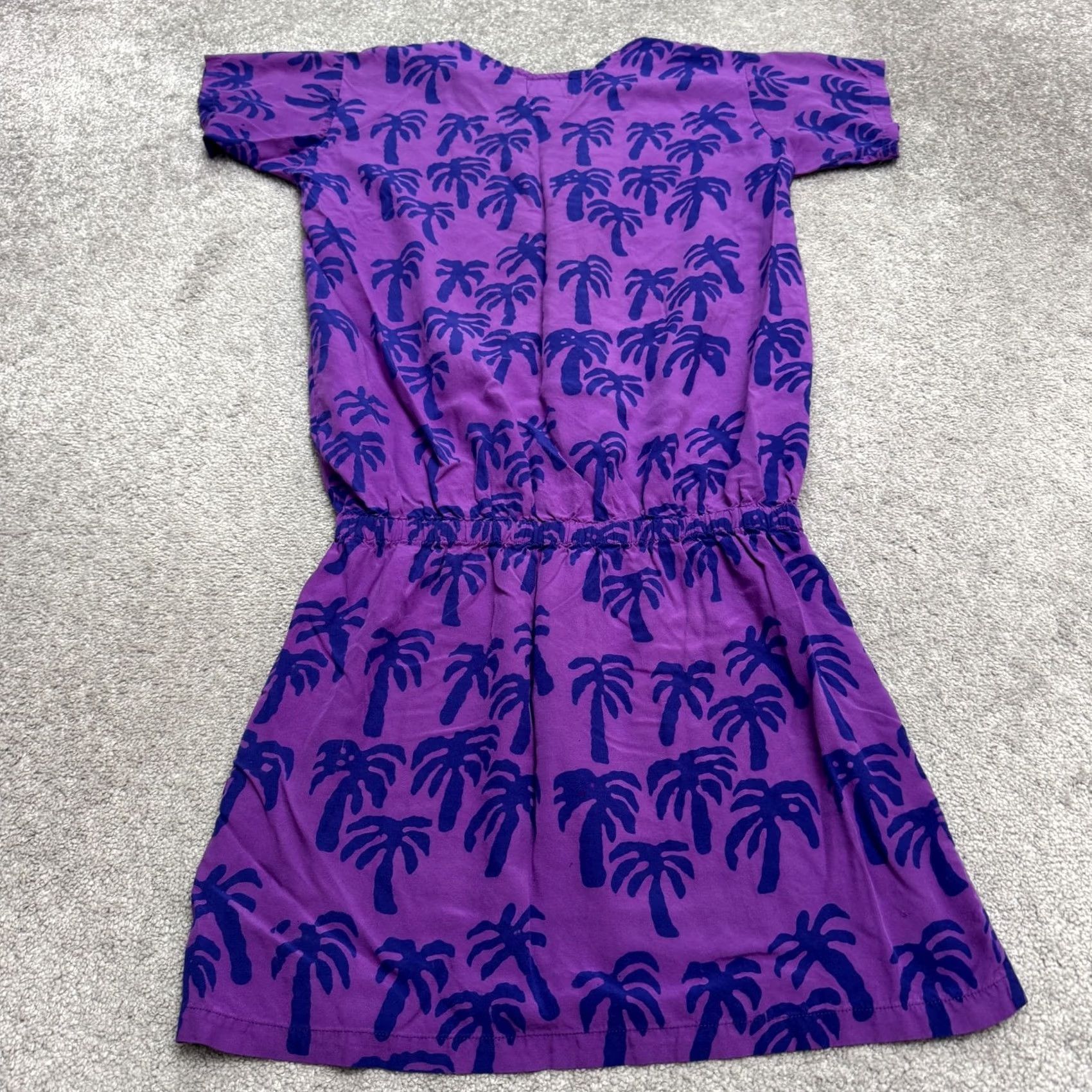 Vintage VINTAGE Tropical Tantrum Dress Womens XS Midi Black Bohemian Hawaiian Tropical 90s Purple Palm Trees Short Sleeve Crew Neck Mini Fashion Size XS / US 0-2 / IT 36-38 - 2 Thumbnail