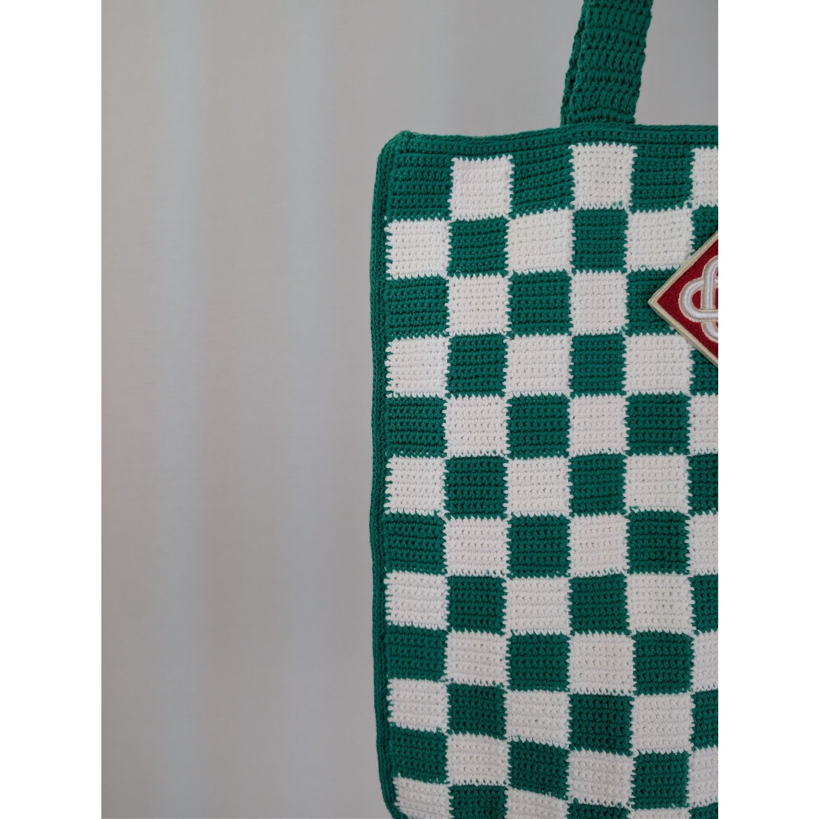 Casablanca o1rshd1 Size: OS / crochet cotton tote bag in green & white Size ONE SIZE - 4 Thumbnail