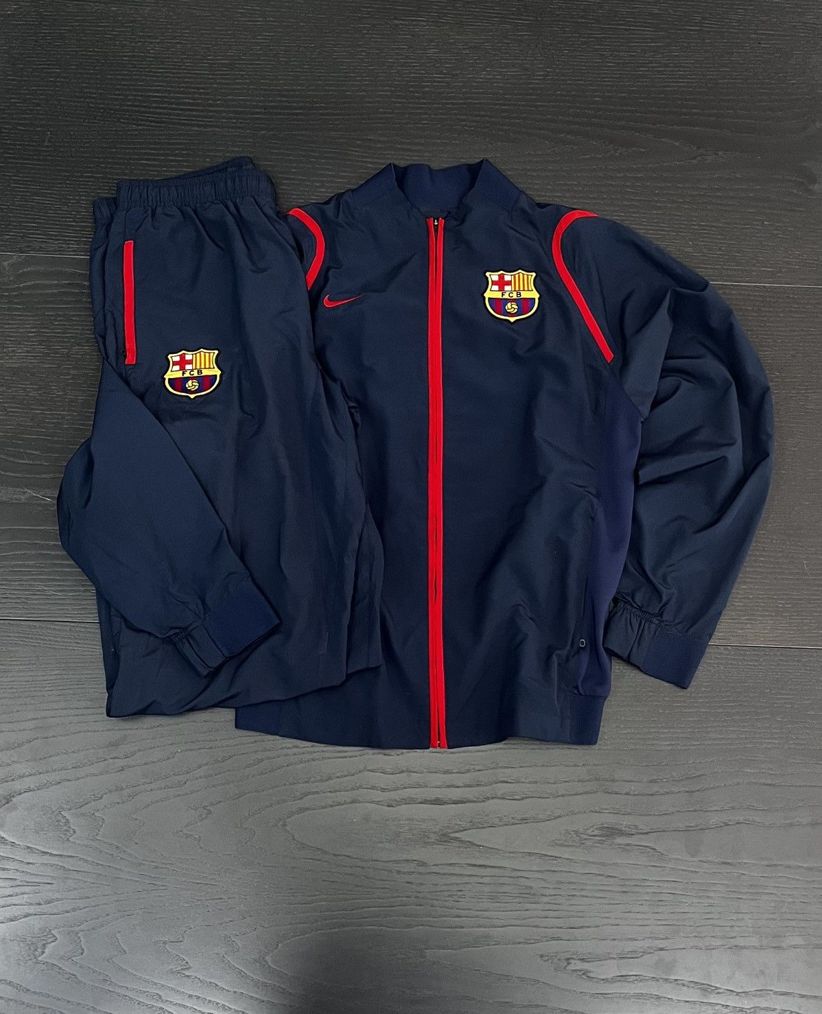 image of F C Barcelona x Nike Tracksuite Barcellona 07/08 in Blue, Men's (Size Medium)