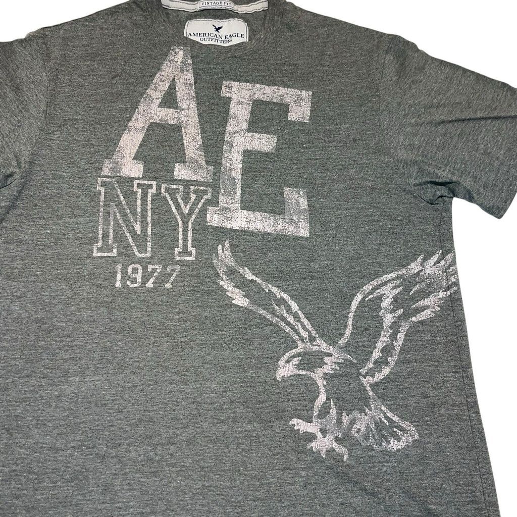 American Eagle Outfitters American Eagle Men's Y2K Gray Graphic Tee AE NY 1977 Size L Size US L / EU 52-54 / 3 - 2 Thumbnail