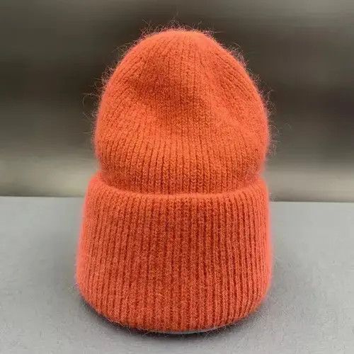 Japanese Brand Warm Fluffy Rabbit Fur Knitted Beanie Hat Size ONE SIZE - 2 Thumbnail
