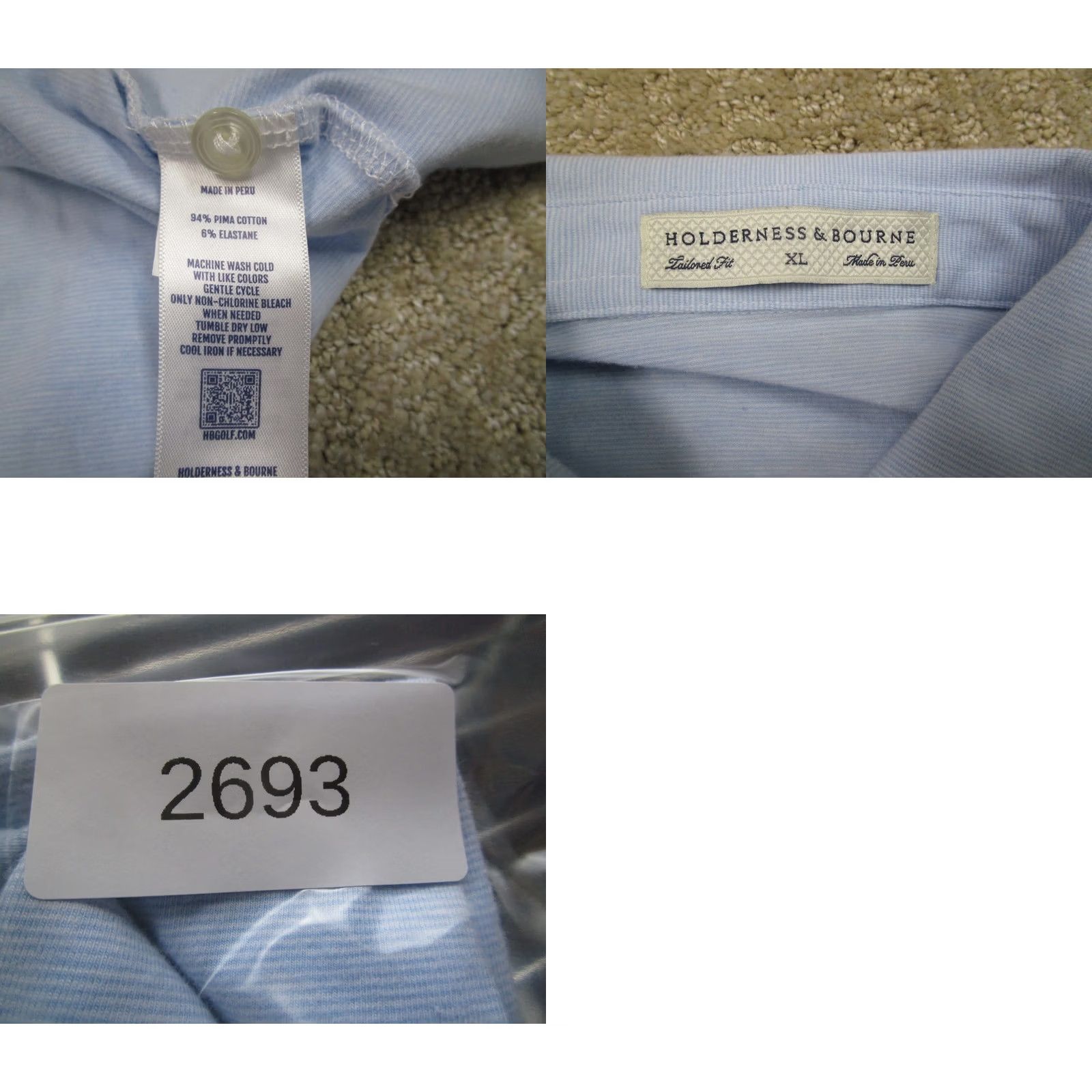 Vintage Holderness & Bourne Polo Shirt Men XL Blue Pinstripes Golf Performance Logo Shirt Size US XL / EU 56 / 4 - 8 Thumbnail