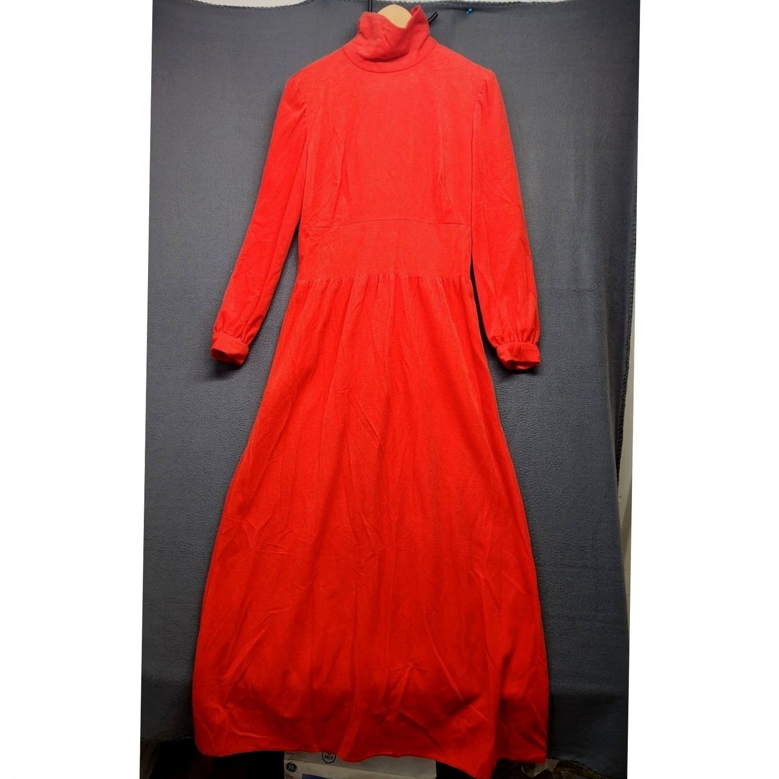 Vintage VINTAGE Red Prairie Dress Maxi High Neck Long Sleeve Womens Small Handmade Cottagecore 70s Size S / US 4 / IT 40 - 2 Thumbnail