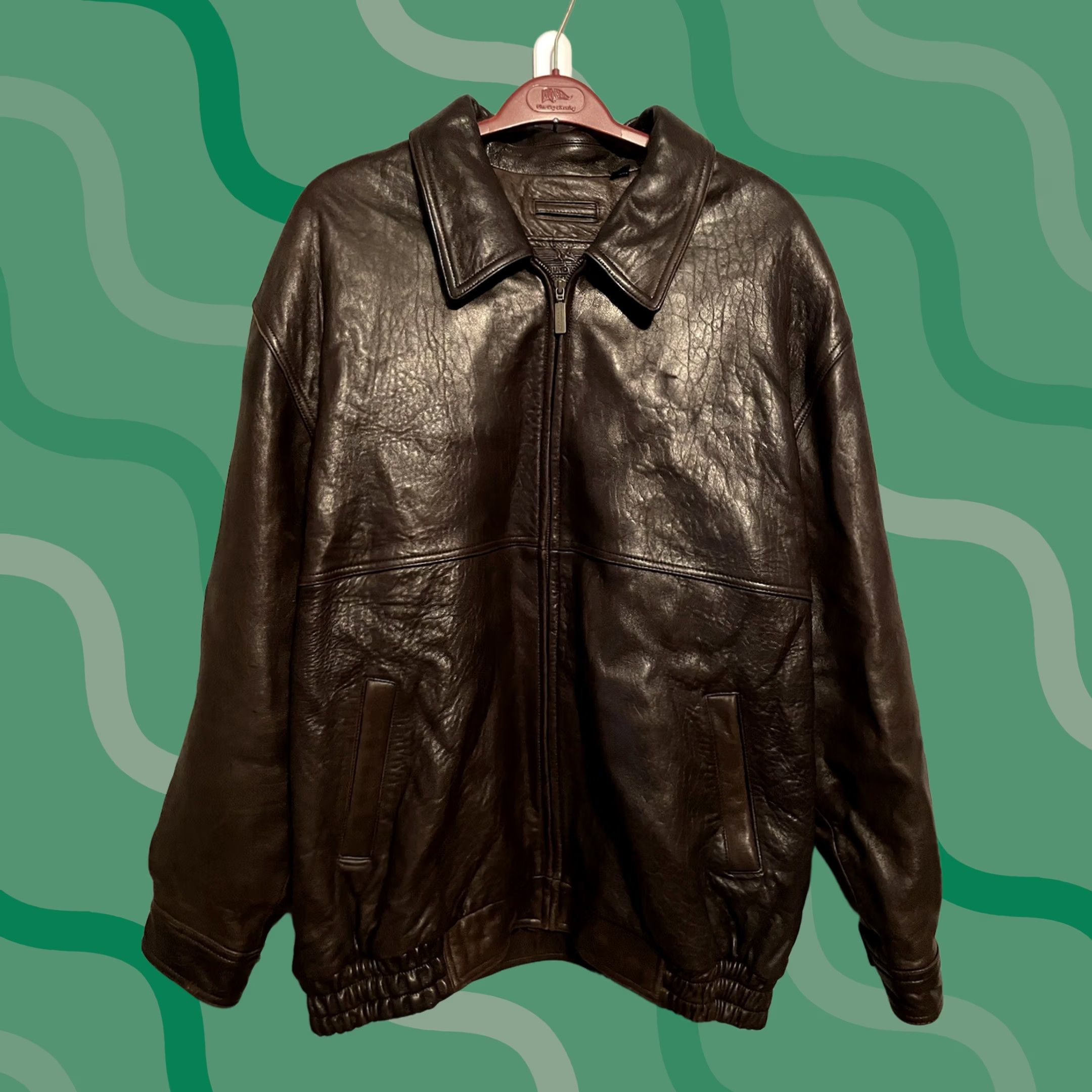 Roundtree & Yorke VINTAGE Roundtree & Yorke Bomber Jacket Mens 2XL Tall Brown Leather Flight Aviator Jacket Size US XXL / EU 58 / 5 - 1 Thumbnail
