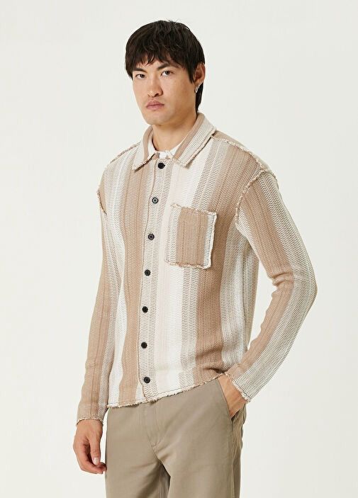 Allsaints 🇬🇧 Allsaints Knit Shirt Stripe Sweater Button Up Rare Retro Size US M / EU 48-50 / 2 - 4 Thumbnail