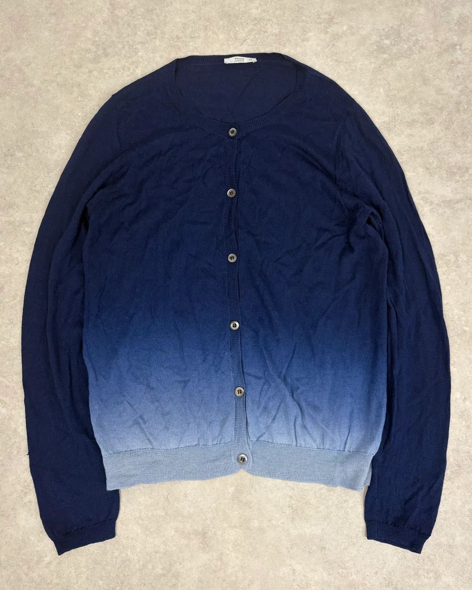 Prada SS2009 Prada Navy Gradiant Wool Cardigan Size S / US 4 / IT 40 - 1 Thumbnail