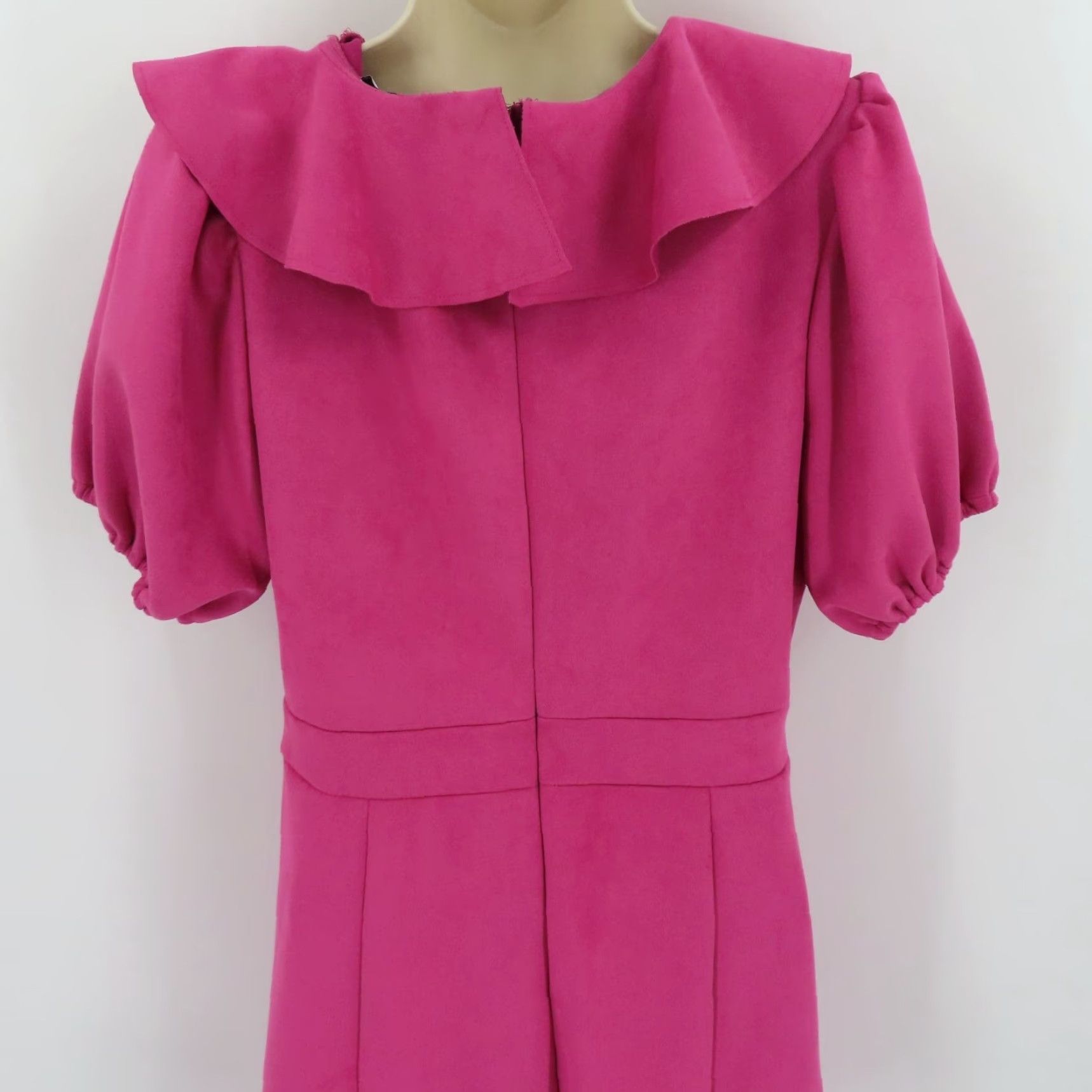 Vintage Fate Womens Large Pink Ruffle V-Neck Short Sleeve Dress Sundress Casual Party/Cocktail NEW No Tags Size 36" / US 14 / IT 50 - 7 Thumbnail