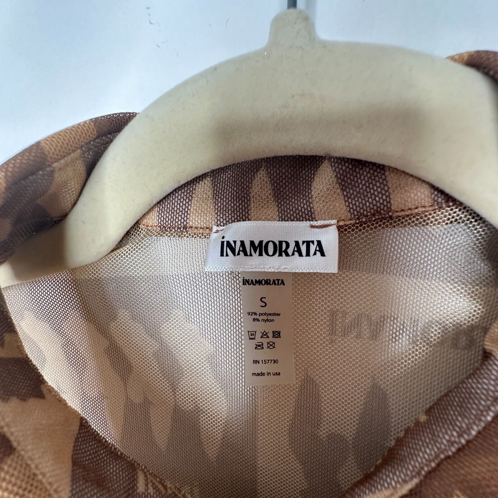 Other Inamorata Riviera Brown Mesh Dress Long Sleeve Button Dress Size S / US 4 / IT 40 - 8 Thumbnail