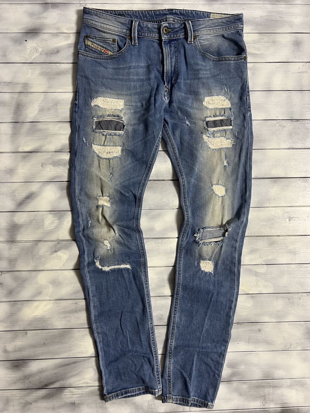 Diesel Rare Luxury Jeans Diesel Distressed Slim Skinny Size US 31 - 1 Thumbnail