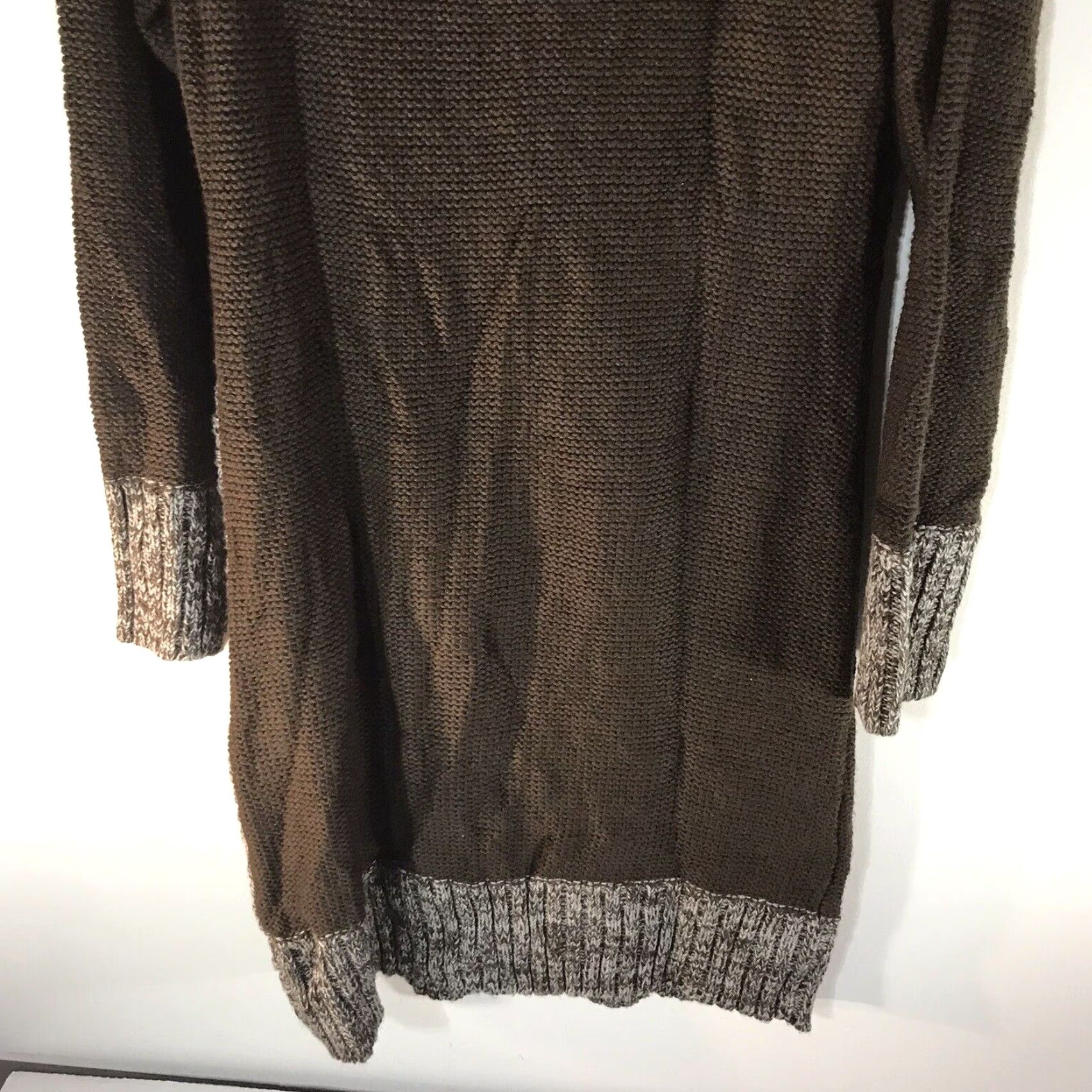 Vintage Say What Brown White Cable Knit Sweater Dress Womens Plus Size 2X Midi Collared Fall Winter Size XXL / US 16-18 / IT 52-54 - 4 Thumbnail