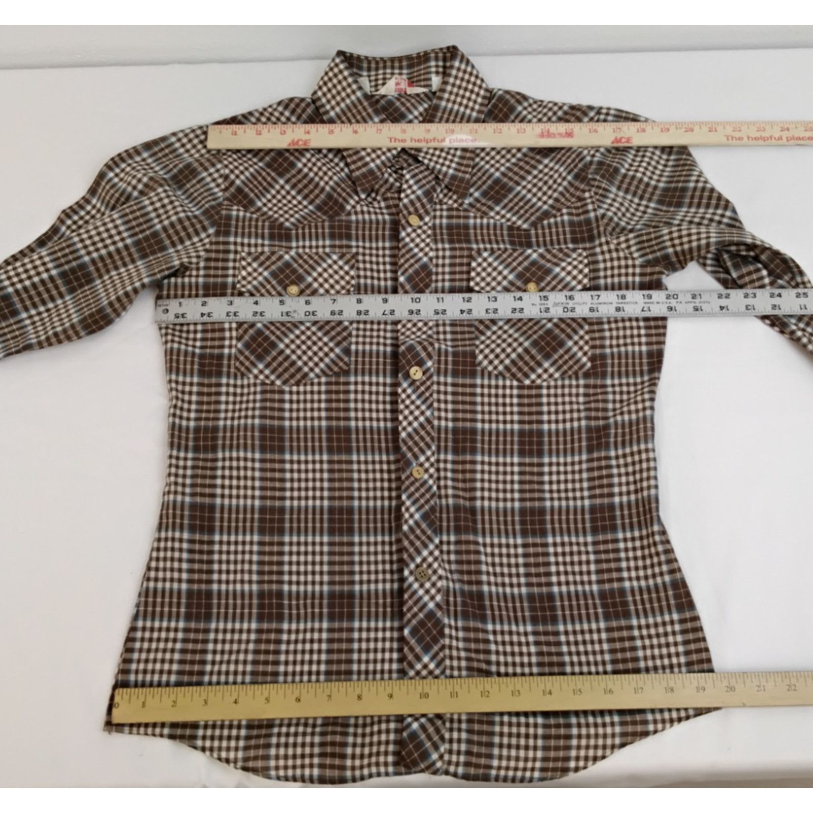 Levi's Levi's Panatella Shirt Men's M Brown/Blue Vintage 70s Big E Size US M / EU 48-50 / 2 - 9 Thumbnail